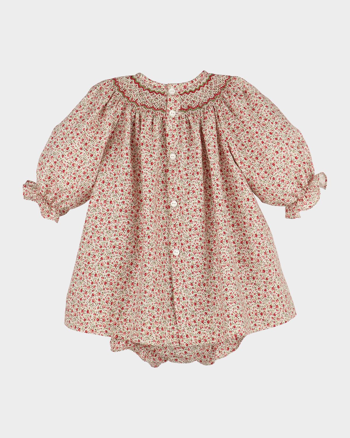 Luli & Me Girl 's Mulberry Floral Smocked Dress & Bloomers Set, Size 6M-24M | Thumbnail 5 Luli & Me Girl 's Mulberry Floral Smocked Dress & Bloomers Set, Size 6M-24M | Thumbnail 5
