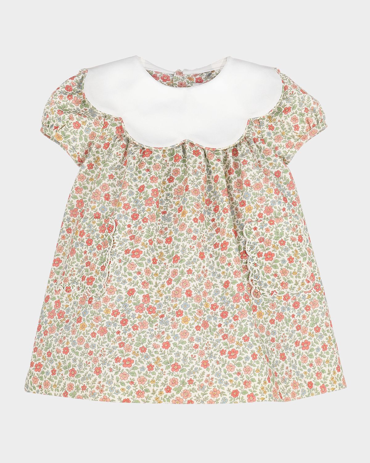 Luli & Me Girl 's Floral Cotton Scalloped-Collar Dress, Size 6M-4T