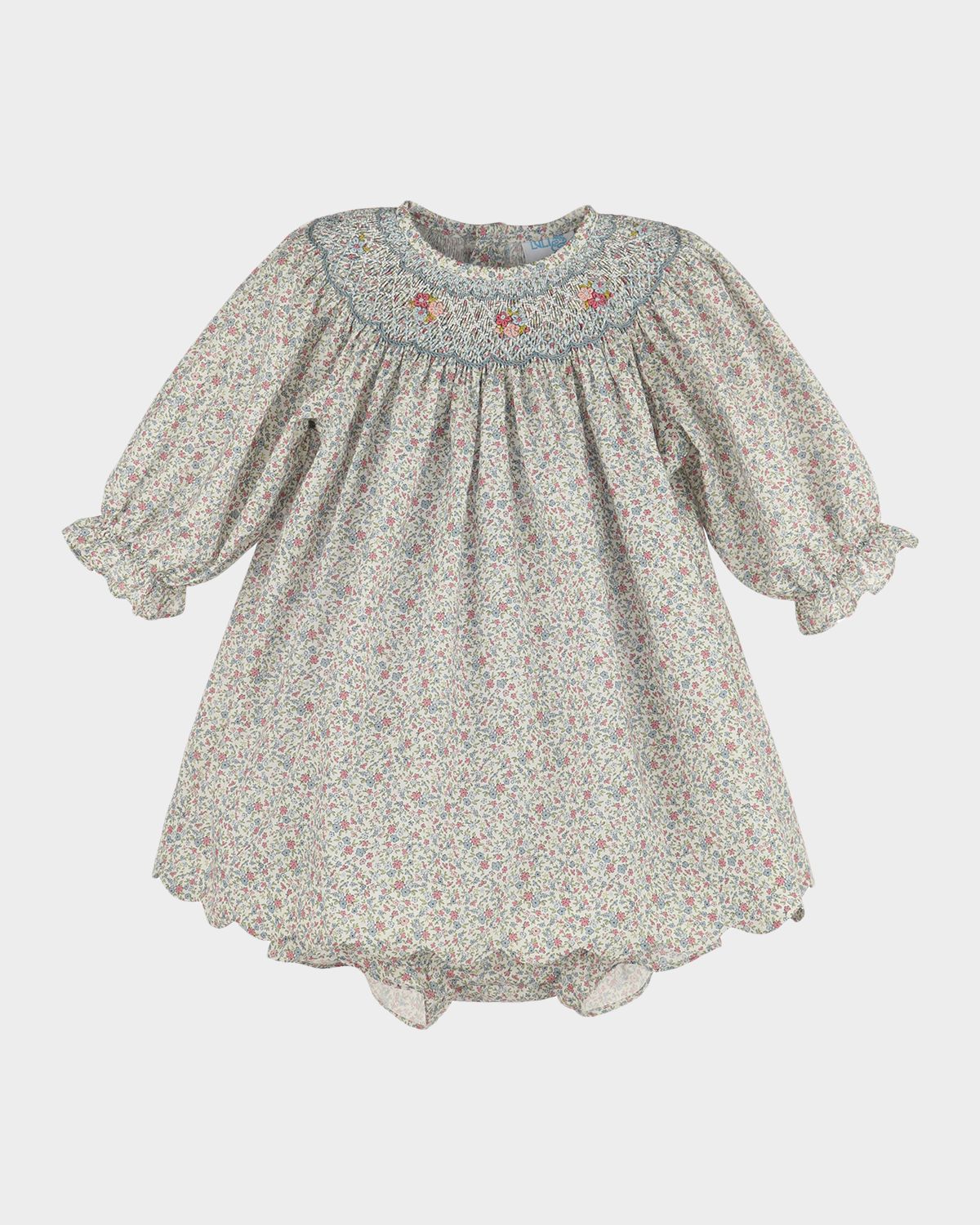 Luli & Me Girl 's Fall Blossom Bishop Dress & Bloomers Set, Size 6M-24M