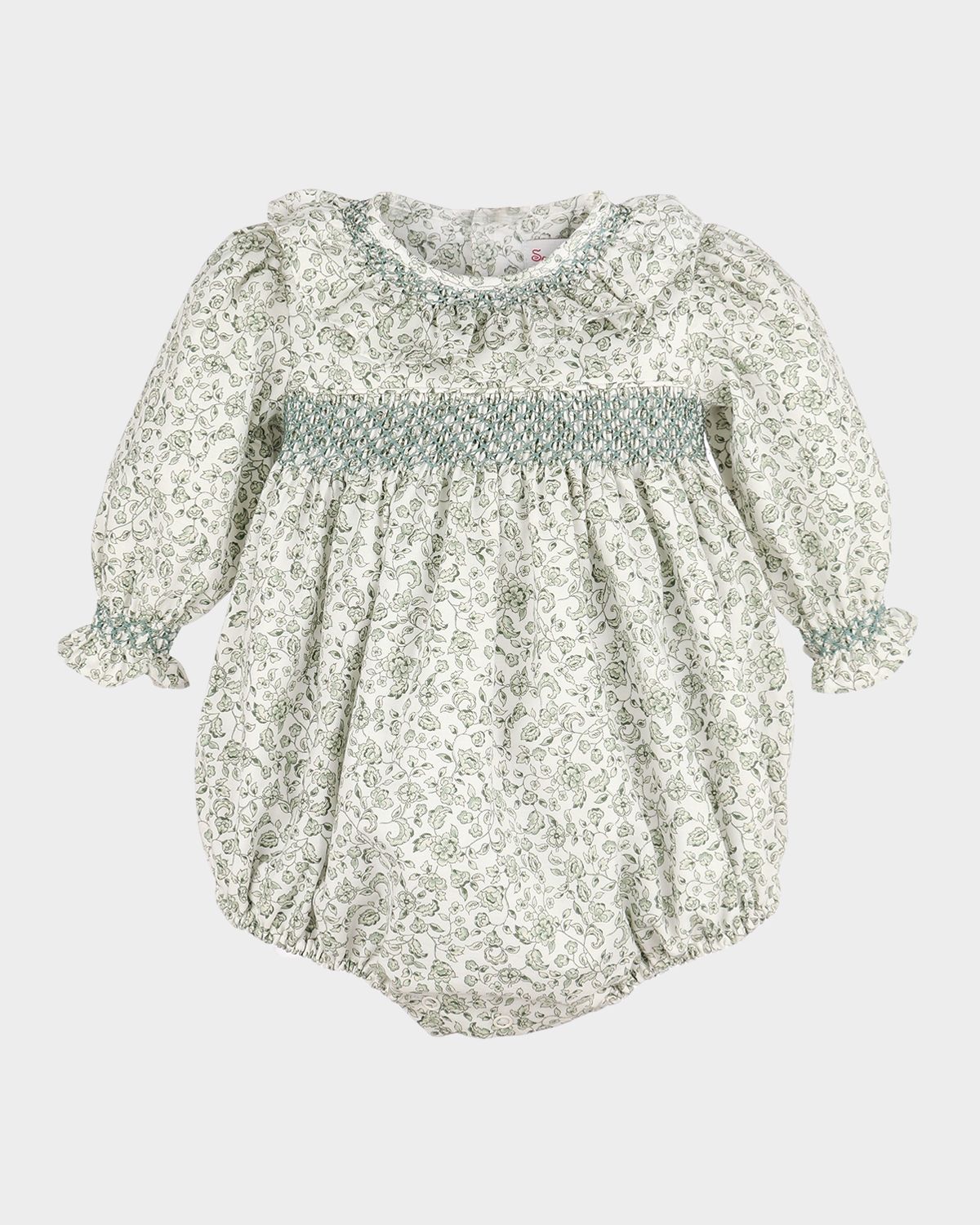 Luli & Me Girl 's Smocked Floral Cotton Bubble Romper, Size 6M-18M - Women's Clothing