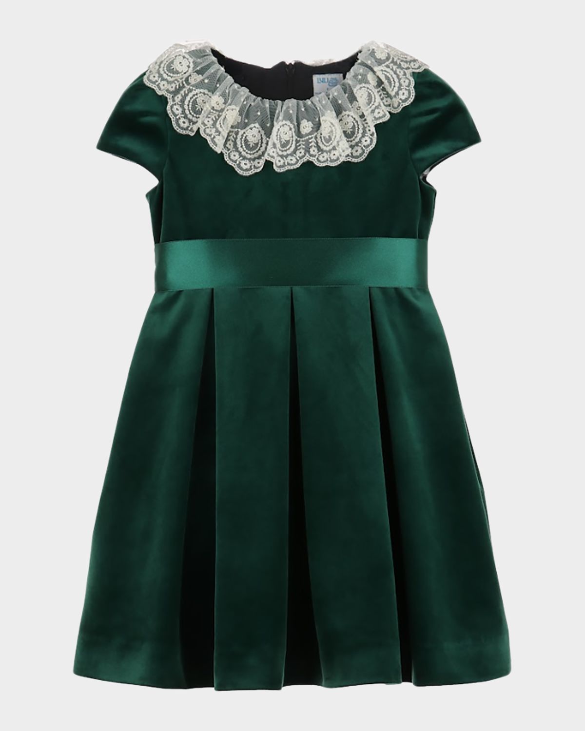 Luli & Me Girl 's Deluxe Velvet Lace-Collar Dress, Size 2T-6