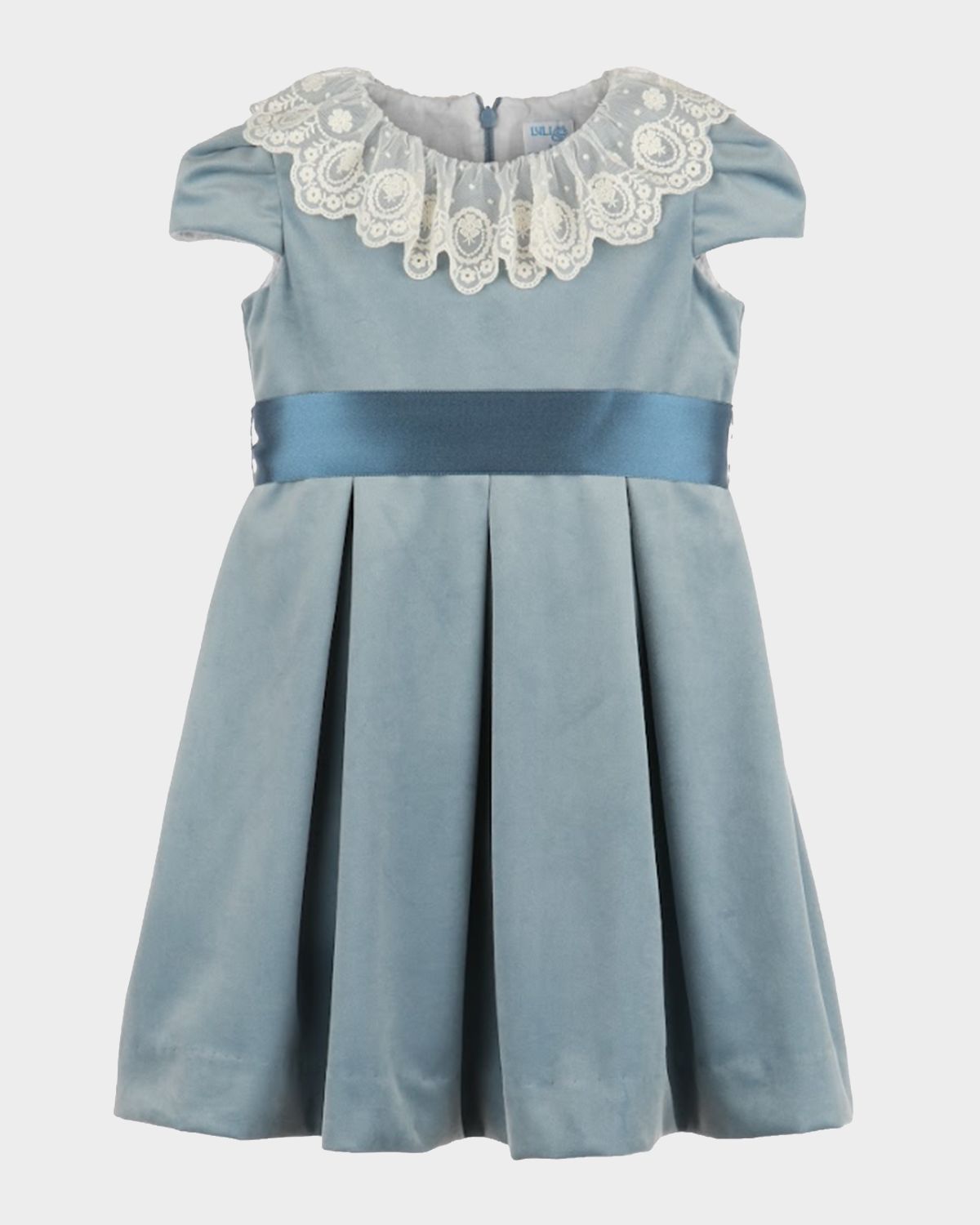 Luli & Me Girl 's Deluxe Velvet Lace-Collar Dress, Size 2T-6