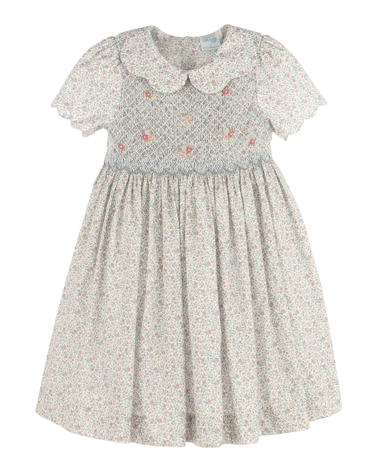 Luli & Me Girl 's Fall Blossom Smocked Cotton Dress, Size 2T-6 | Thumbnail 3 Luli & Me Girl 's Fall Blossom Smocked Cotton Dress, Size 2T-6 | Thumbnail 3