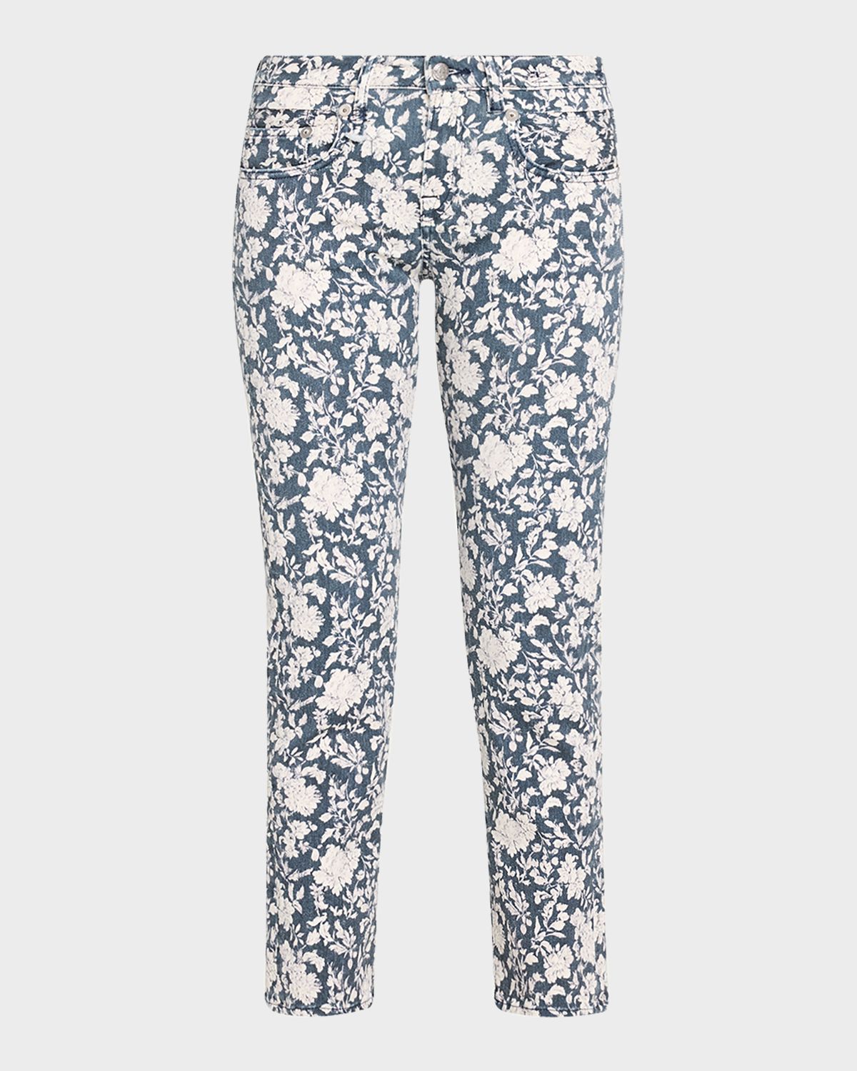 R13 Floral Boy Straight Cropped Jeans - Women's Clothing