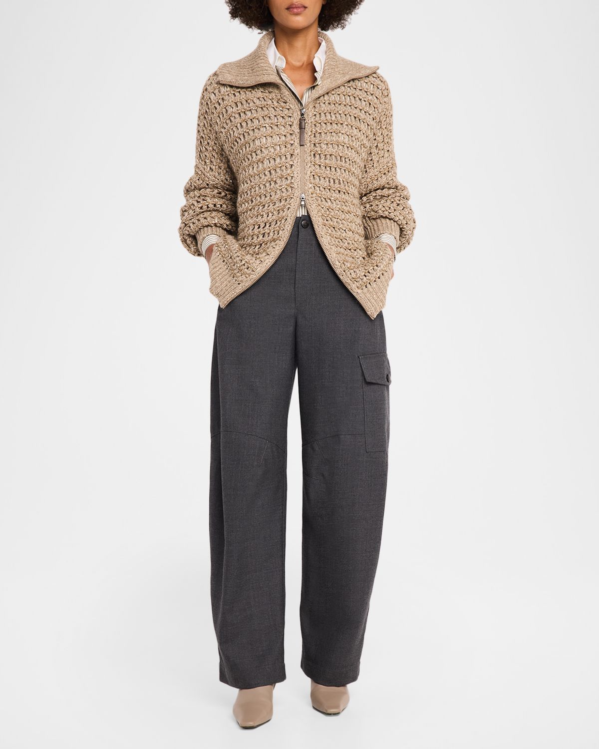Brunello Cucinelli Mid-Rise Barrel-Leg Cargo Pants | Thumbnail 2 Brunello Cucinelli Mid-Rise Barrel-Leg Cargo Pants | Thumbnail 2