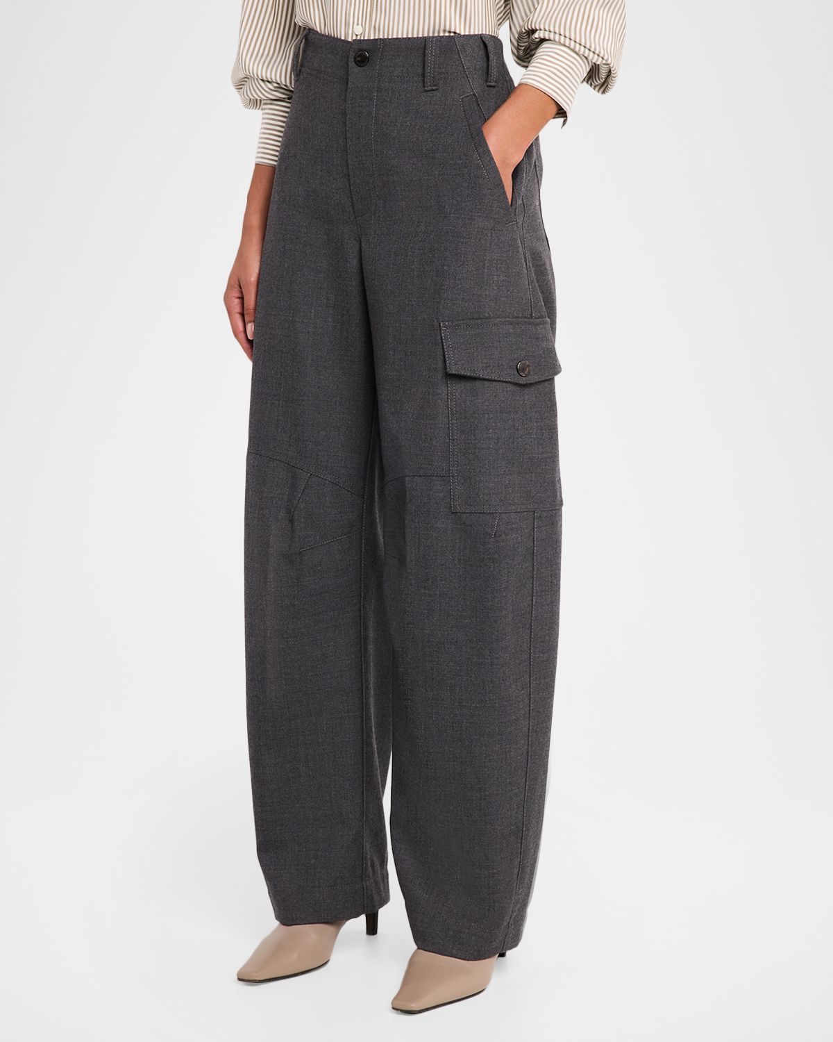 Brunello Cucinelli Mid-Rise Barrel-Leg Cargo Pants | Thumbnail 4 Brunello Cucinelli Mid-Rise Barrel-Leg Cargo Pants | Thumbnail 4