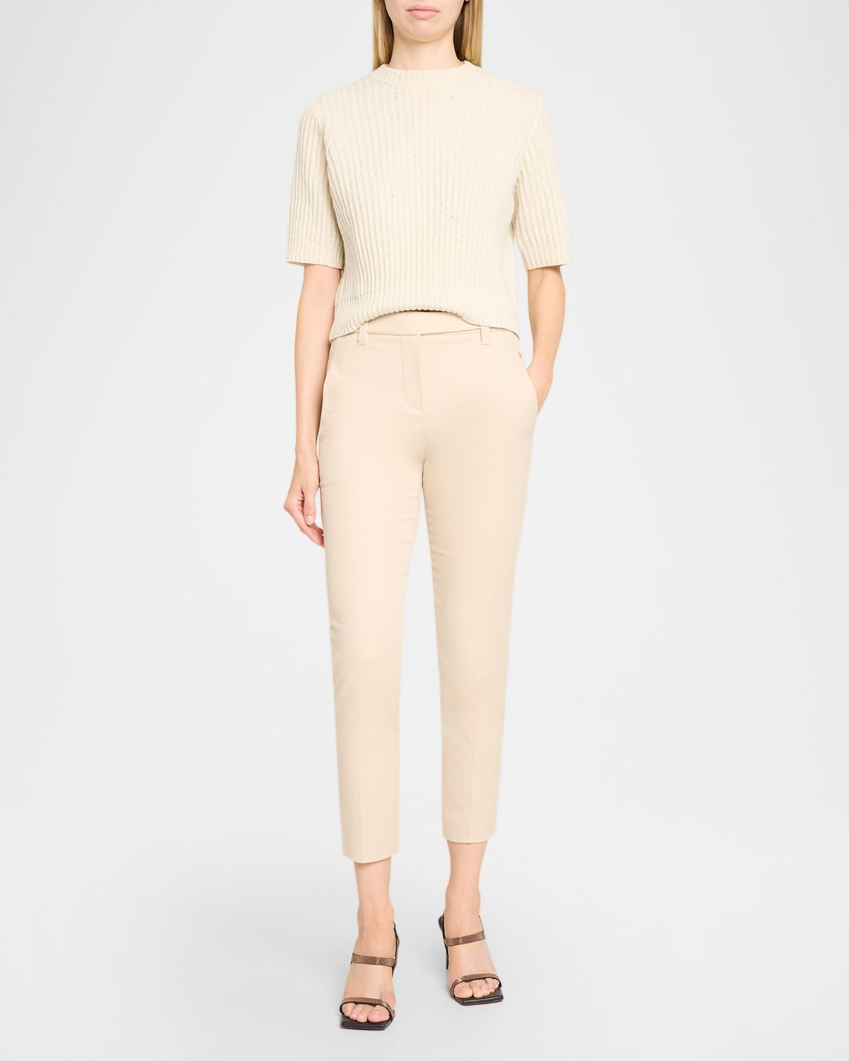 Brunello Cucinelli Paillette Cashmere-Wool Short-Sleeve Sweater | Thumbnail 2 Brunello Cucinelli Paillette Cashmere-Wool Short-Sleeve Sweater | Thumbnail 2