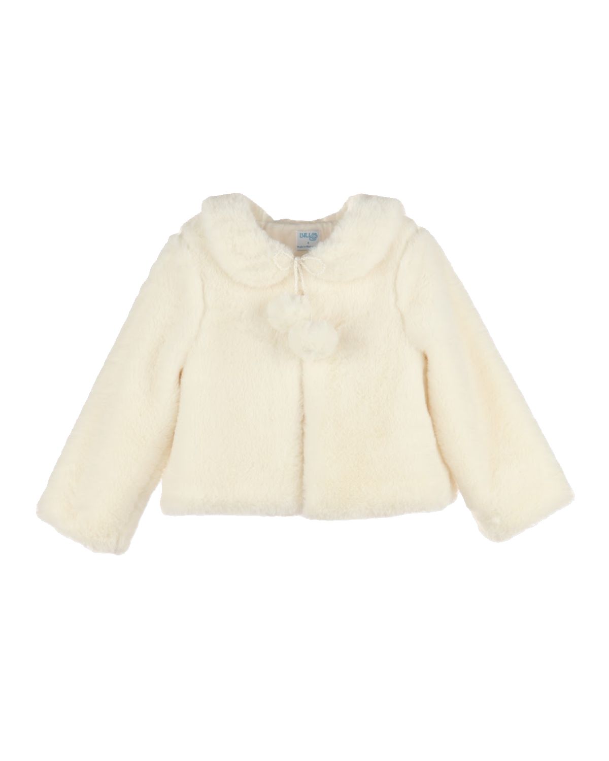 Luli & Me Girl 's Cozy Fuzzy Faux-Fur Coat with Pom-Poms, Size 2T-6 | Thumbnail 3 Luli & Me Girl 's Cozy Fuzzy Faux-Fur Coat with Pom-Poms, Size 2T-6 | Thumbnail 3