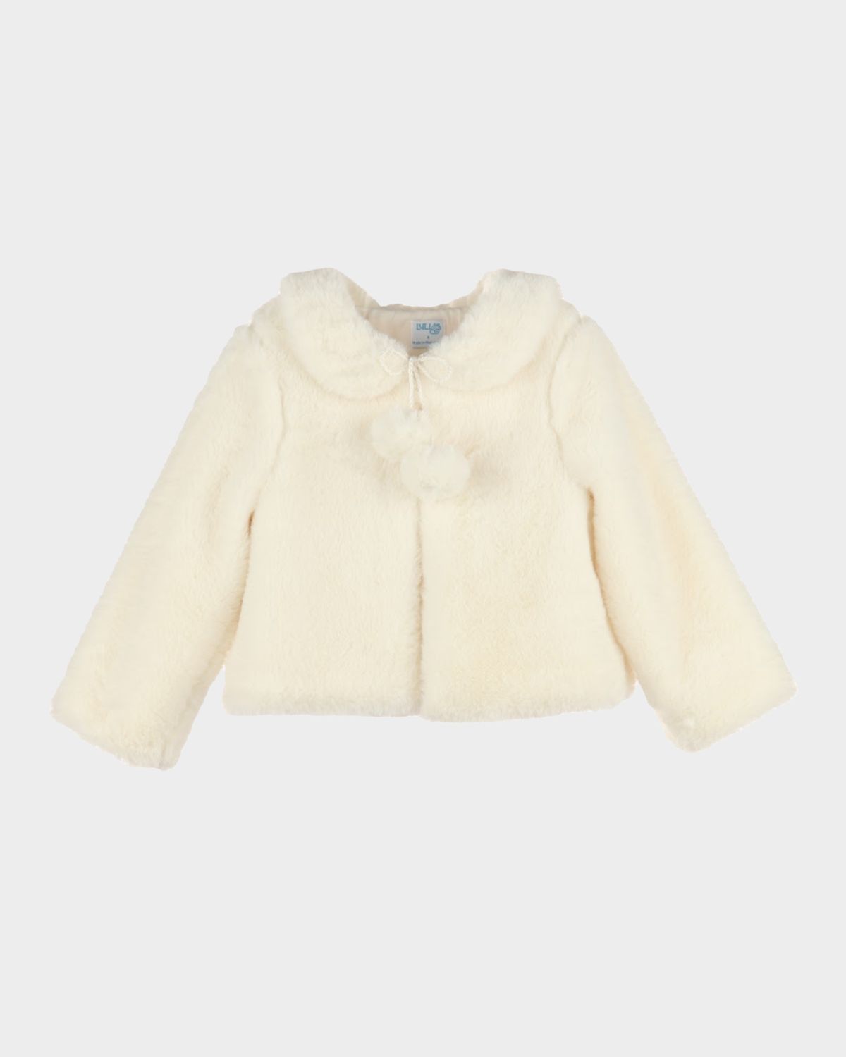 Luli & Me Girl 's Cozy Fuzzy Faux-Fur Coat with Pom-Poms, Size 2T-6 - Women's Clothing