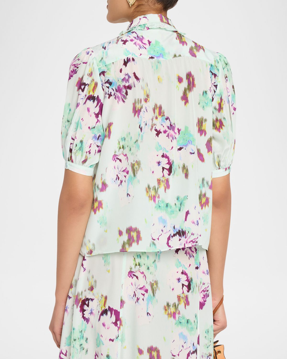 Ulla Johnson Camellia Short-Sleeve Silk Blouse | Thumbnail 3