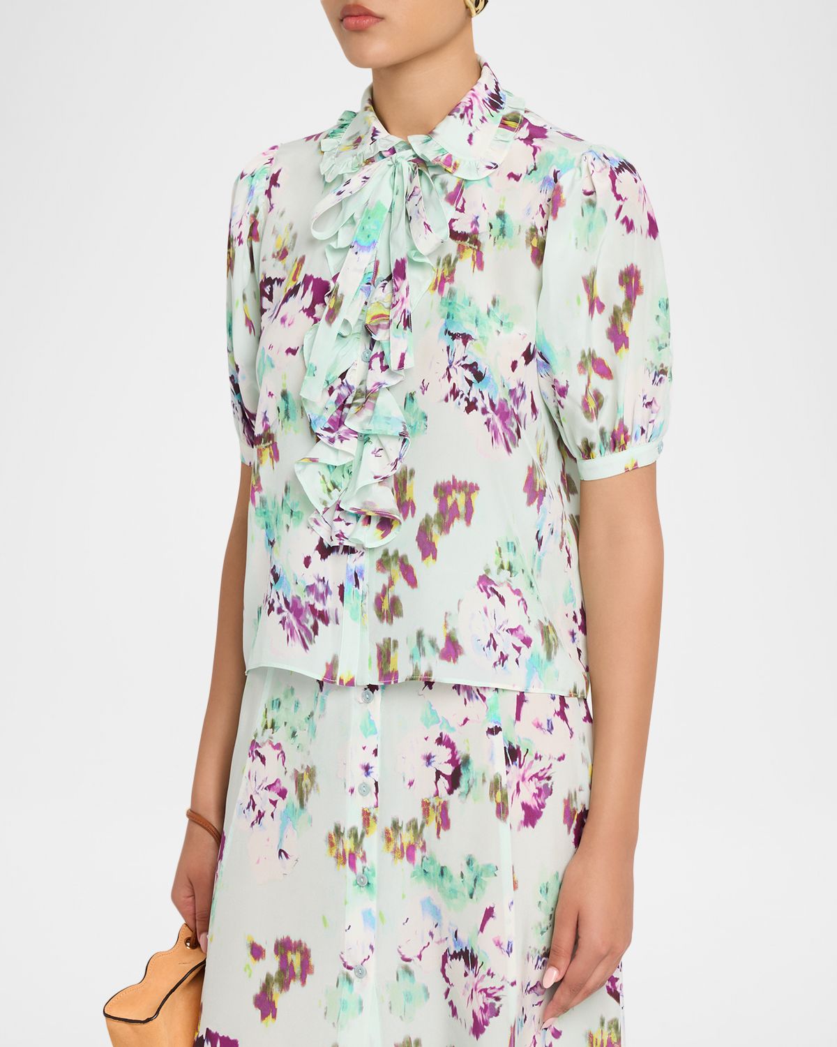 Ulla Johnson Camellia Short-Sleeve Silk Blouse | Thumbnail 4