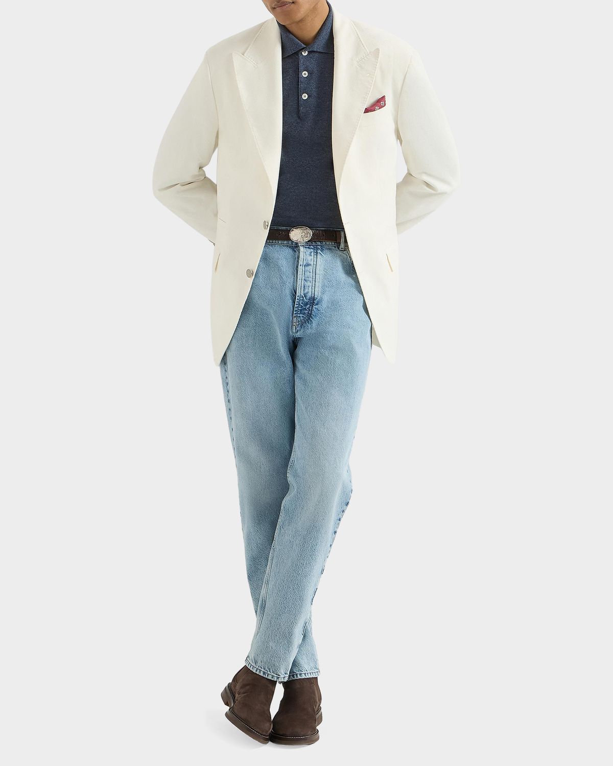 Brunello Cucinelli Men 's Cashmere Knit Long-Sleeve Polo Shirt | Thumbnail 2 Brunello Cucinelli Men 's Cashmere Knit Long-Sleeve Polo Shirt | Thumbnail 2