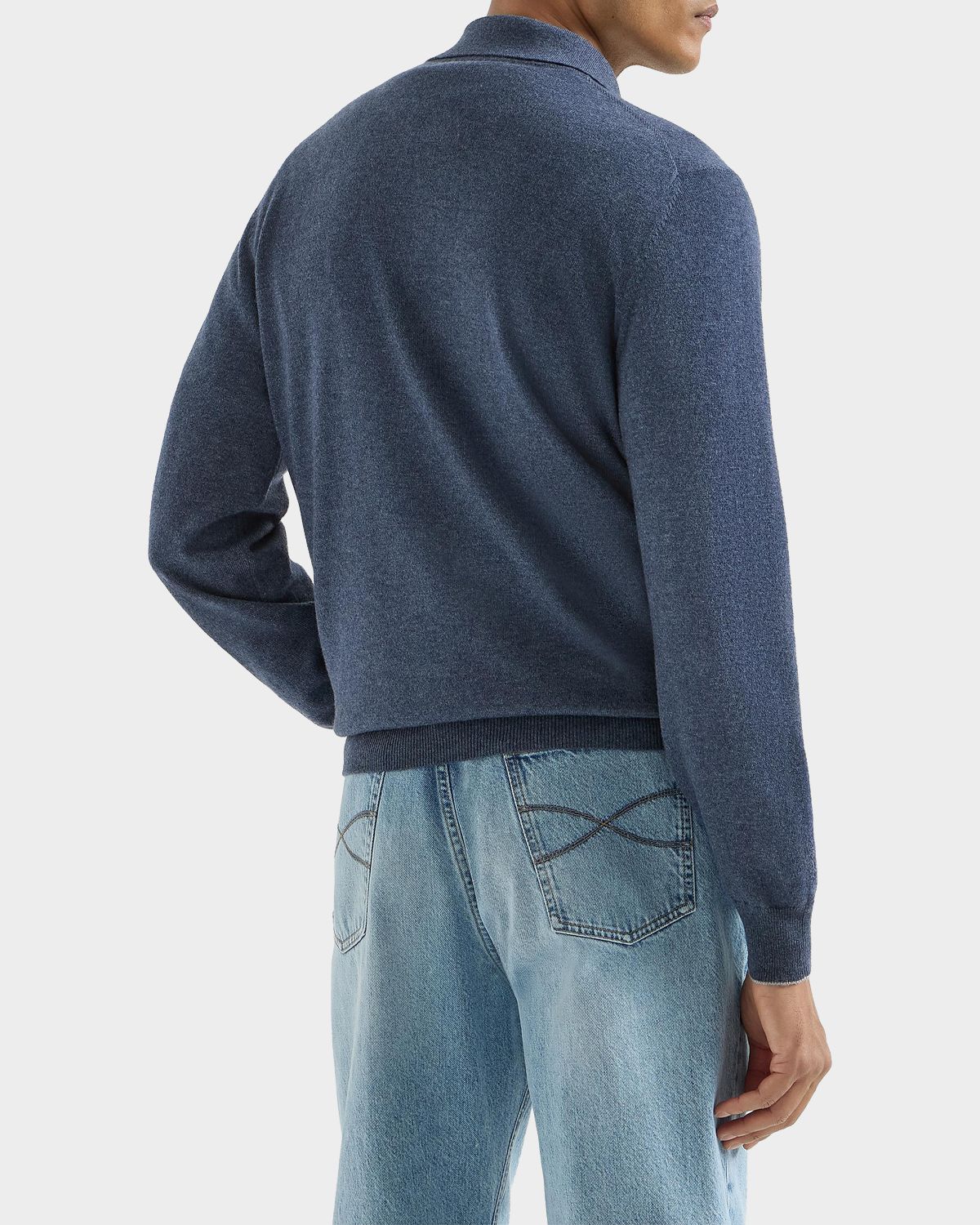 Brunello Cucinelli Men 's Cashmere Knit Long-Sleeve Polo Shirt | Thumbnail 3 Brunello Cucinelli Men 's Cashmere Knit Long-Sleeve Polo Shirt | Thumbnail 3