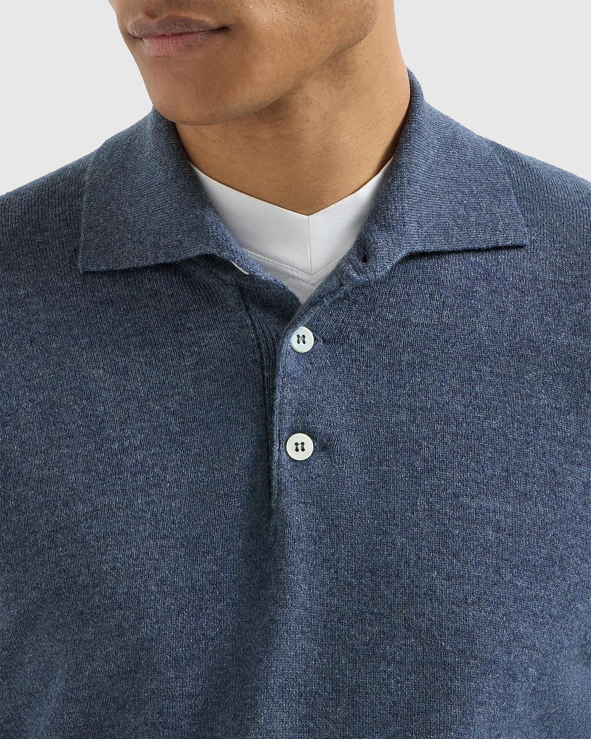 Brunello Cucinelli Men 's Cashmere Knit Long-Sleeve Polo Shirt | Thumbnail 5 Brunello Cucinelli Men 's Cashmere Knit Long-Sleeve Polo Shirt | Thumbnail 5
