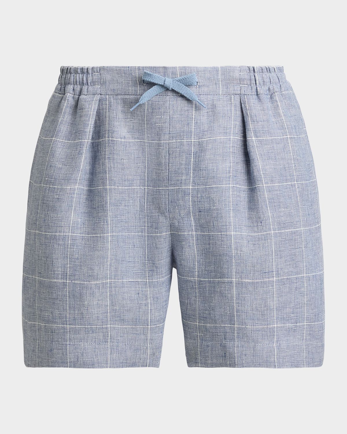 Polo Ralph Lauren Men 's Hand-Tailored Windowpane Plaid Linen Drawstring Shorts