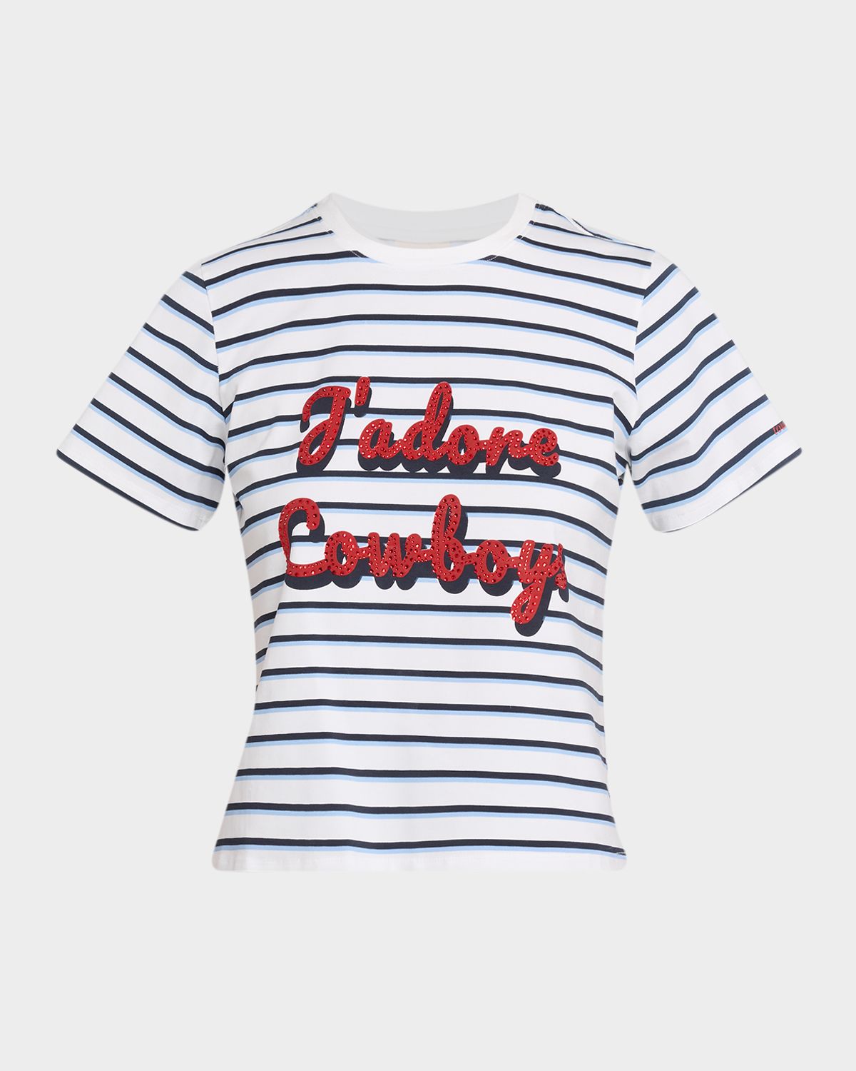 Cinq a Sept J 'adore Cowboys Embellished Shrunken Tee