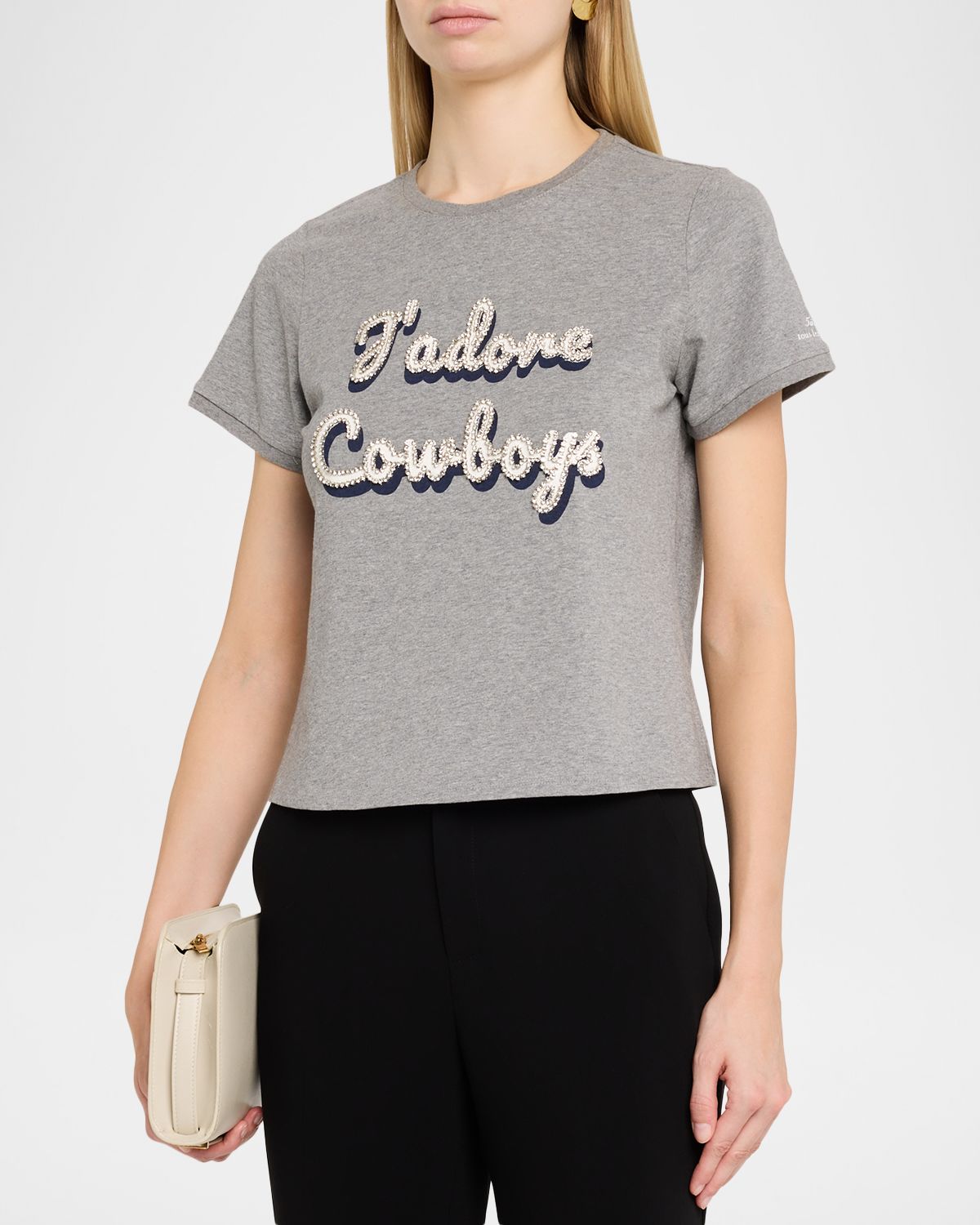 Cinq a Sept J 'adore Cowboys Embellished Shrunken Tee | Thumbnail 4 Cinq a Sept J 'adore Cowboys Embellished Shrunken Tee | Thumbnail 4