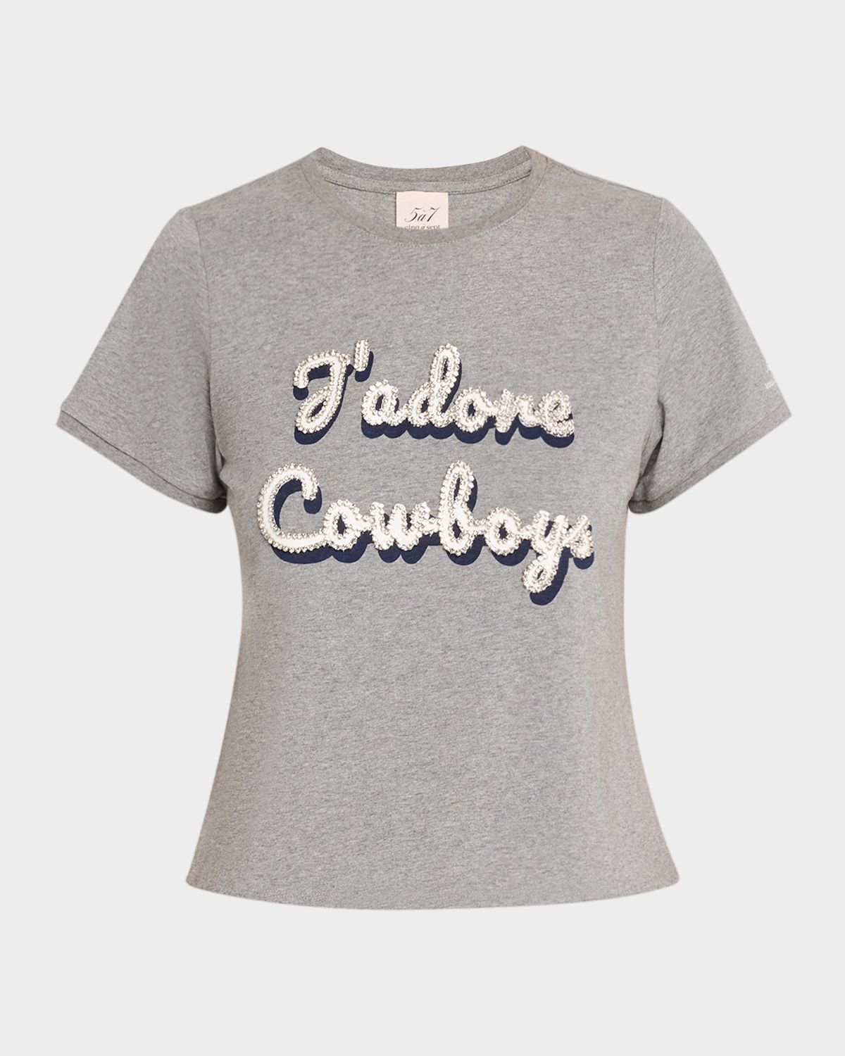 Cinq a Sept J 'adore Cowboys Embellished Shrunken Tee