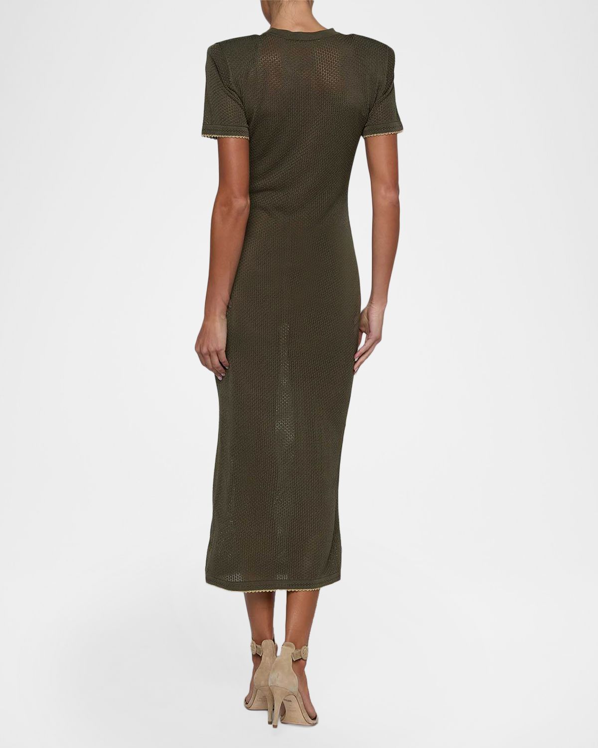 L 'Agence Mel Short-Sleeve Open-Knit Midi Dress | Thumbnail 3 L 'Agence Mel Short-Sleeve Open-Knit Midi Dress | Thumbnail 3