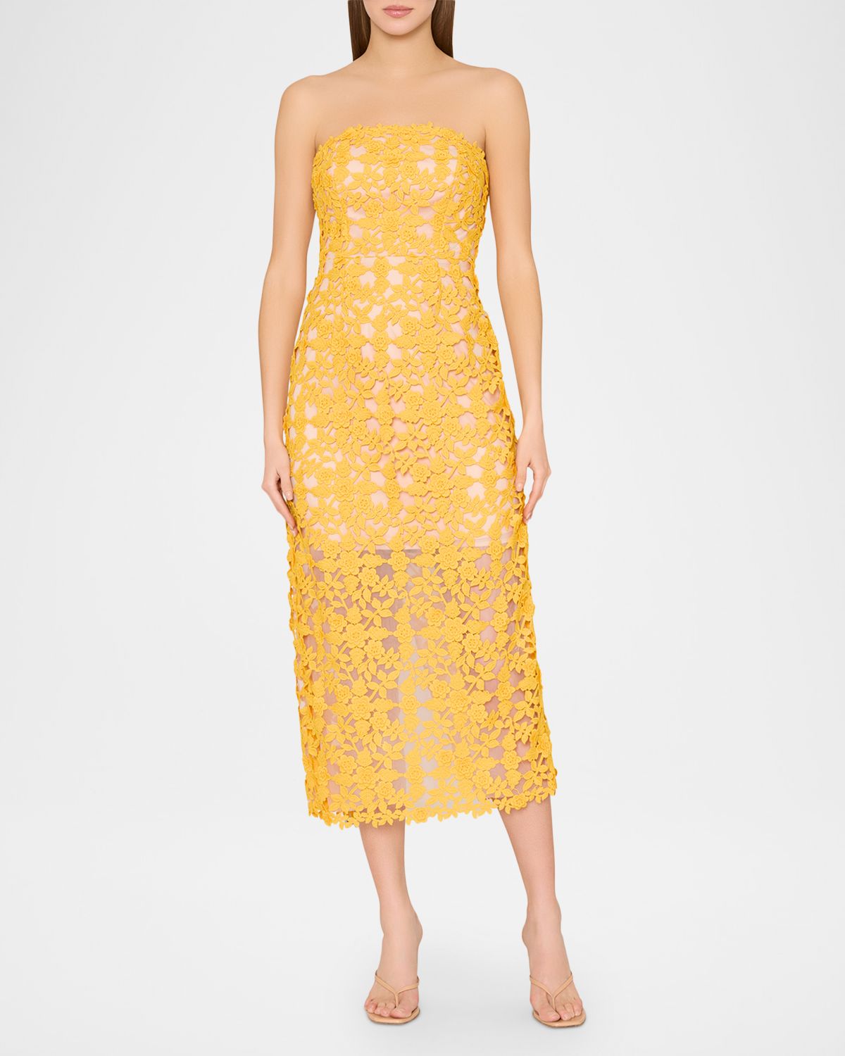 Milly Kait Strapless Crochet Lace Midi Dress | Thumbnail 2