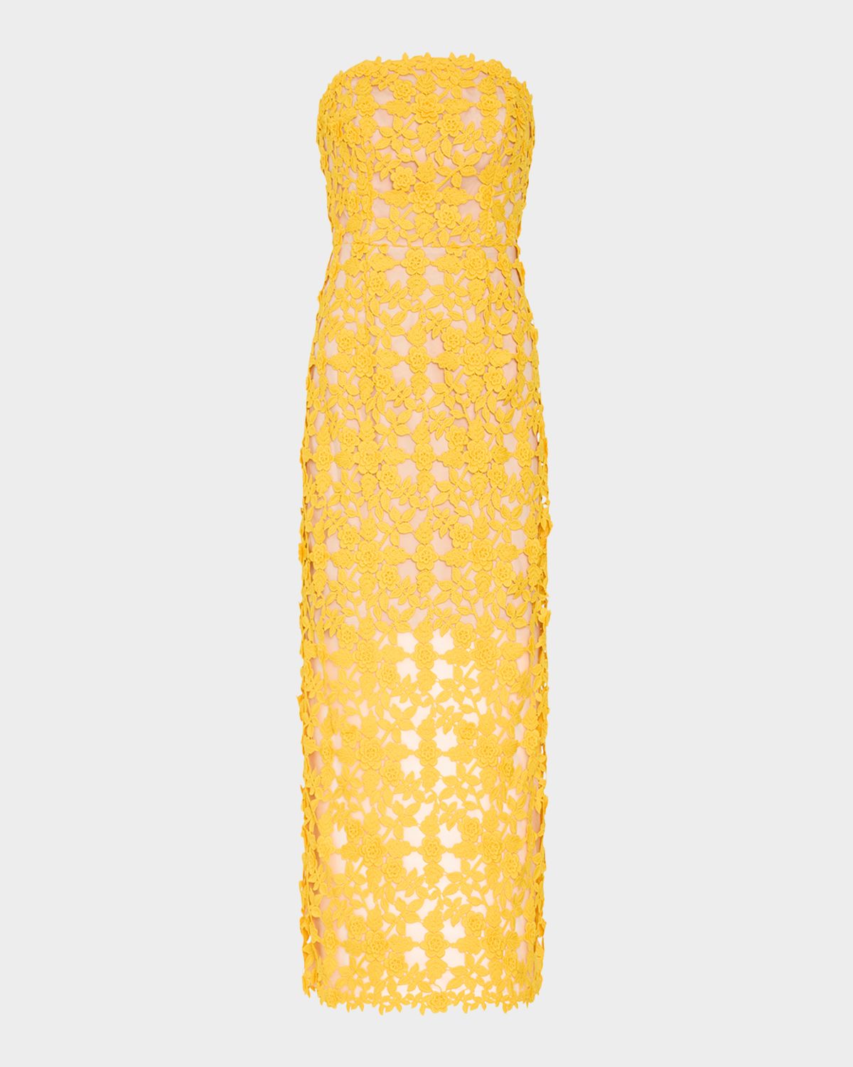 Milly Kait Strapless Crochet Lace Midi Dress