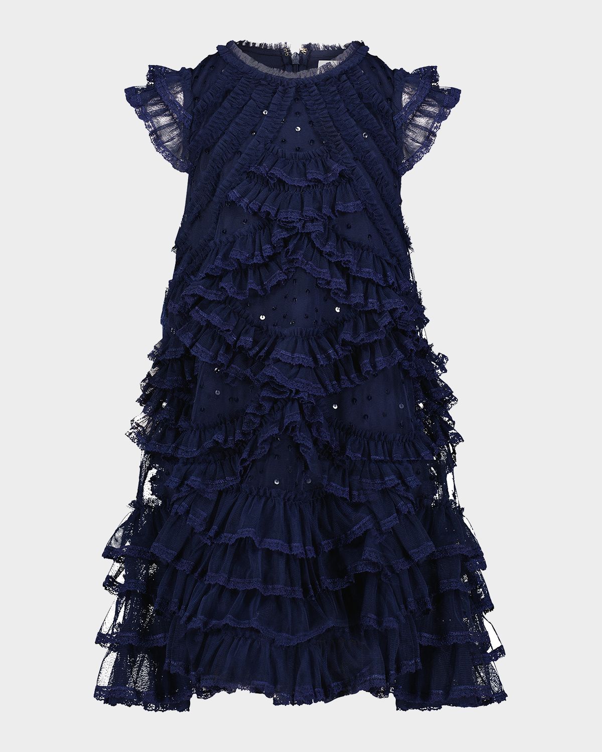 Mac Duggal Girl 's Sequined Ruffle Dress, Size 4-