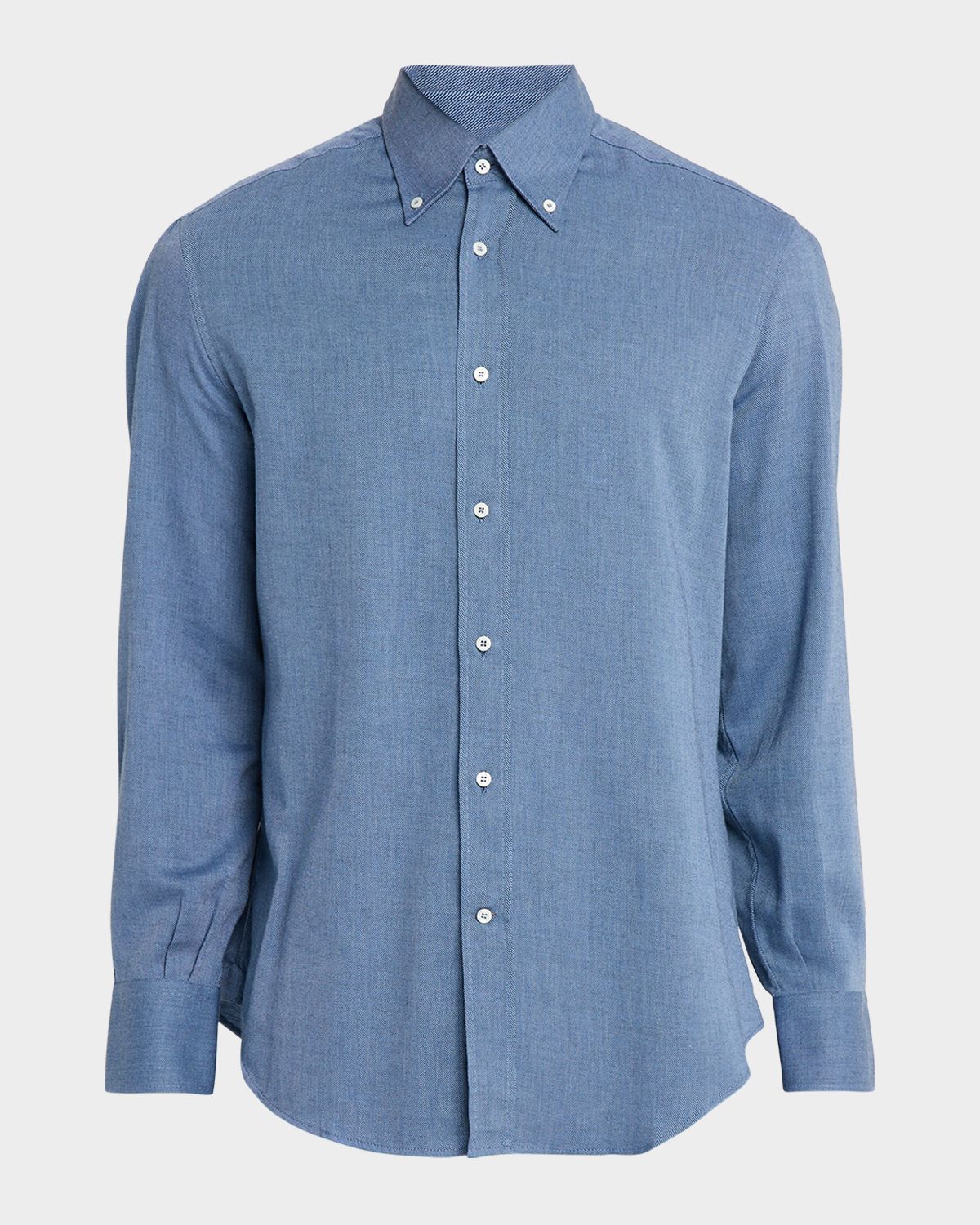 Brunello Cucinelli Men 's Cotton and Cashmere Diagonal Flannel Button-Down Shirt | Image 1 Brunello Cucinelli Men 's Cotton and Cashmere Diagonal Flannel Button-Down Shirt | Image 1