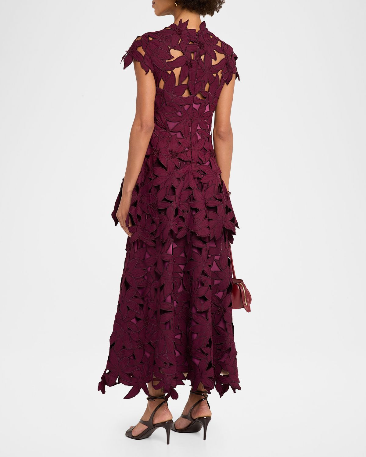 SIMKHAI Neve Layered Floral Cutwork Lace Midi Dress | Thumbnail 3