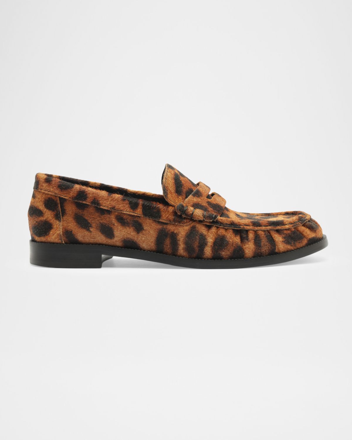 Schutz Tyche Leopard Calf Hair Penny Loafers