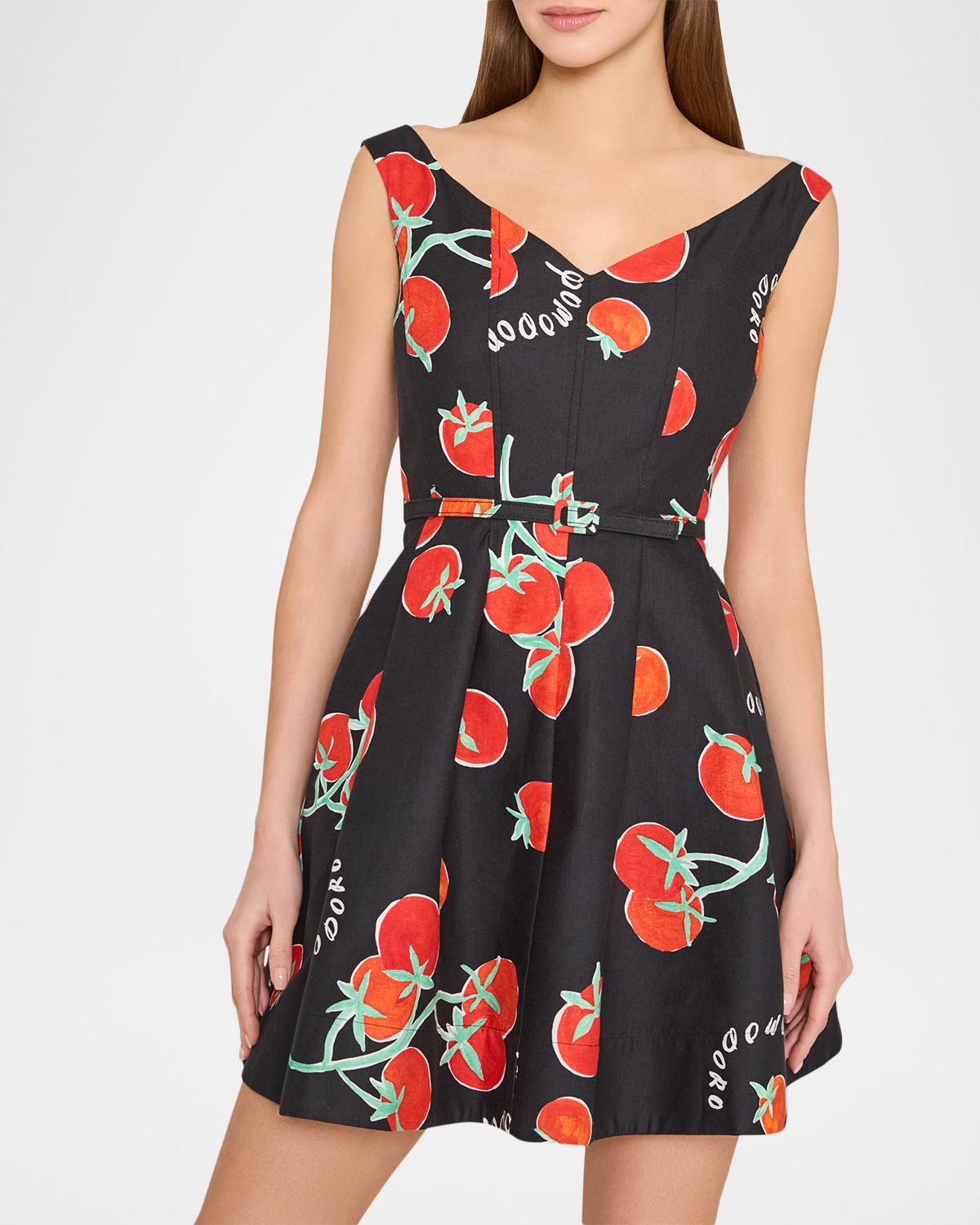 Milly Peggy Tomato-Print Fit-&-Flare Mini Dress | Thumbnail 4