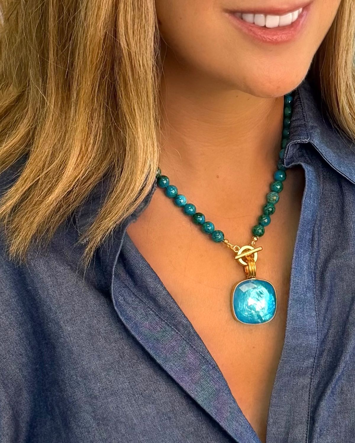 Dina Mackney Portofino Doublet Necklace with Chrysocolla | Image 1 Dina Mackney Portofino Doublet Necklace with Chrysocolla | Image 1