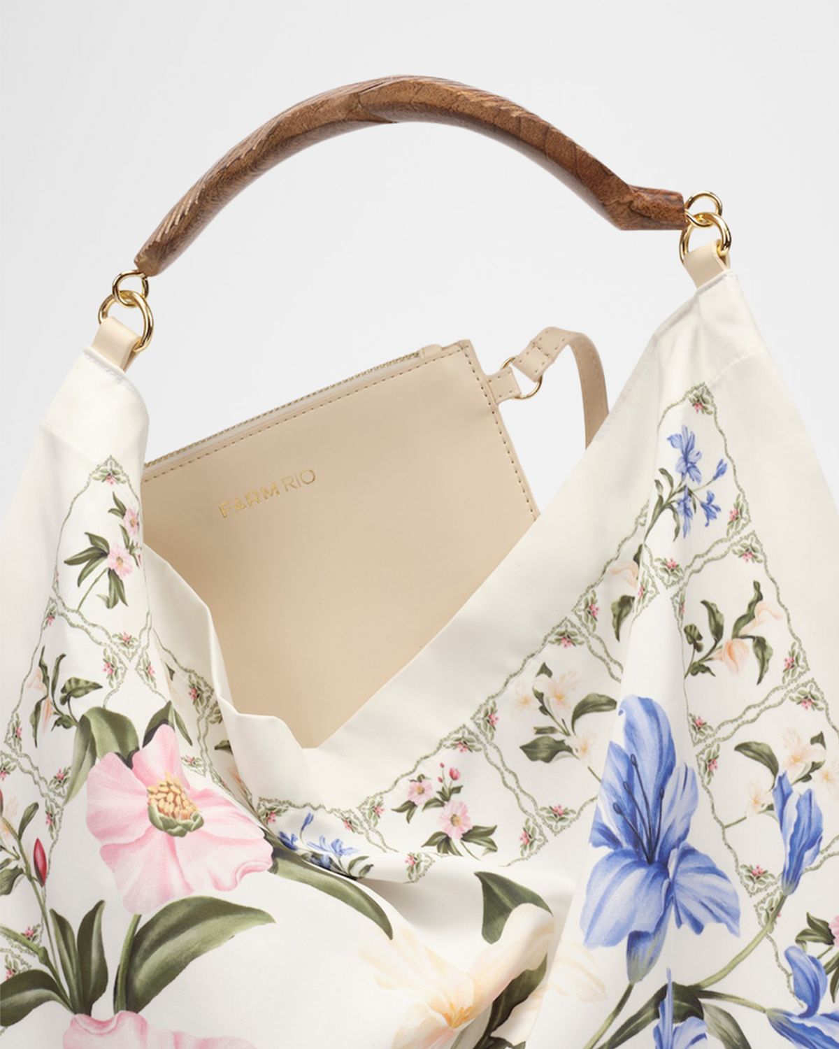 Farm Rio Floral-Print Satin Scarf Top-Handle Bag | Thumbnail 3