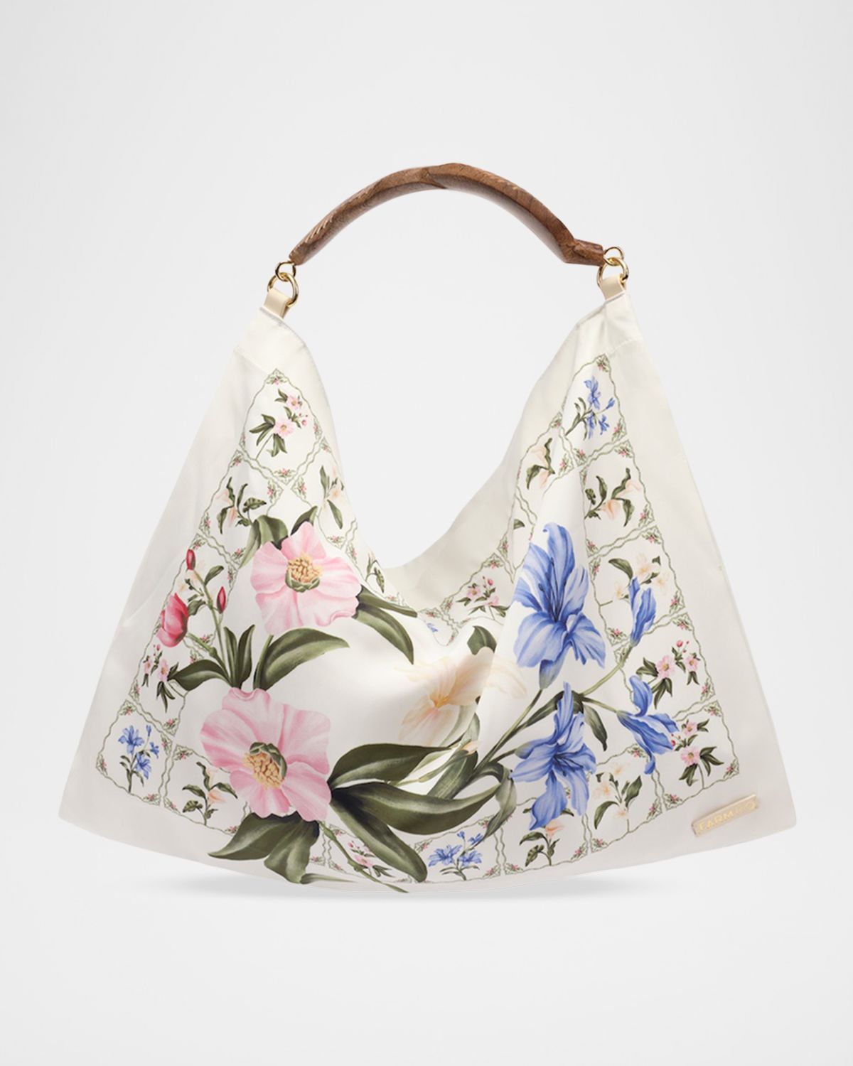 Farm Rio Floral-Print Satin Scarf Top-Handle Bag