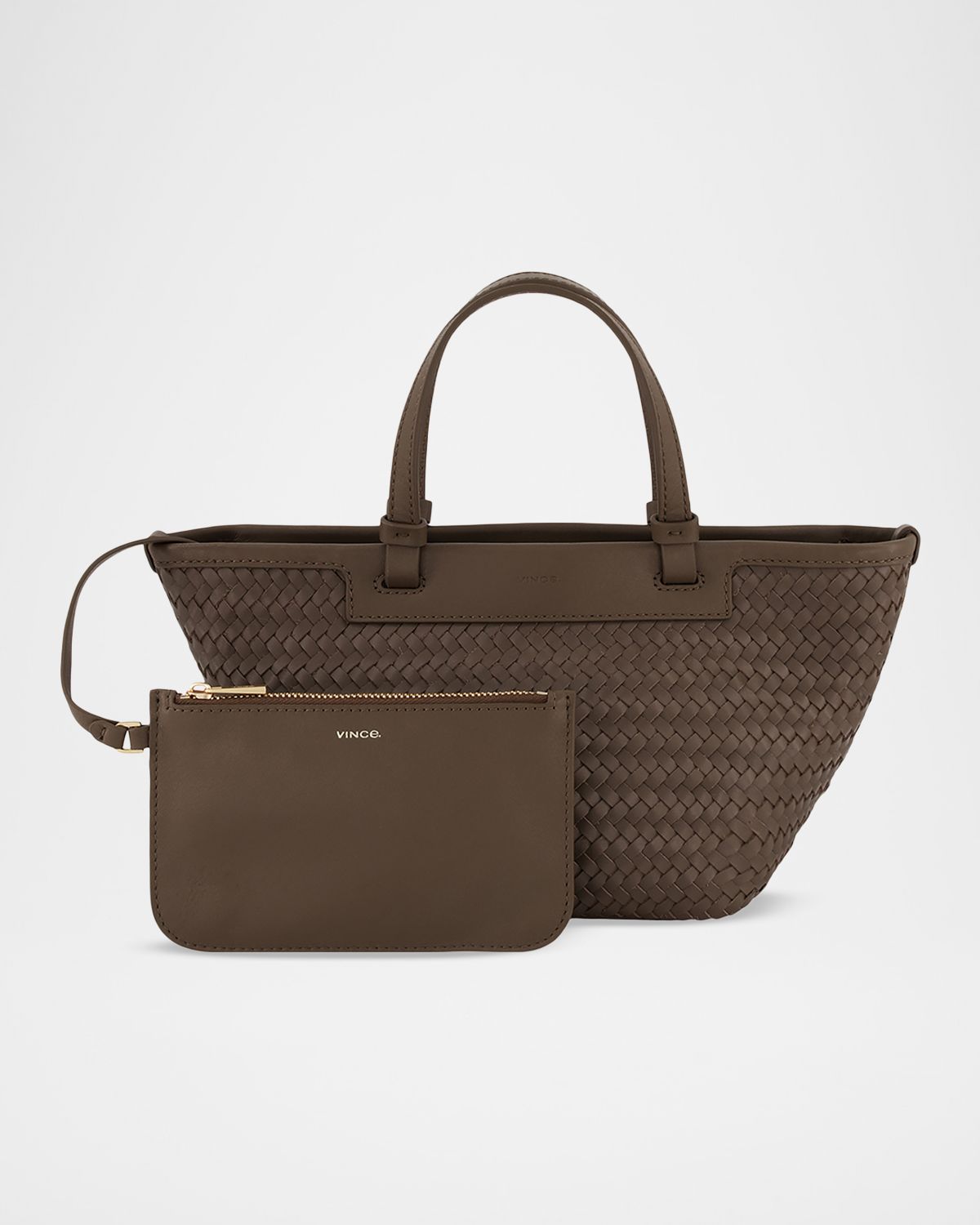 Vince Marin Mini Woven Leather Tote Bag