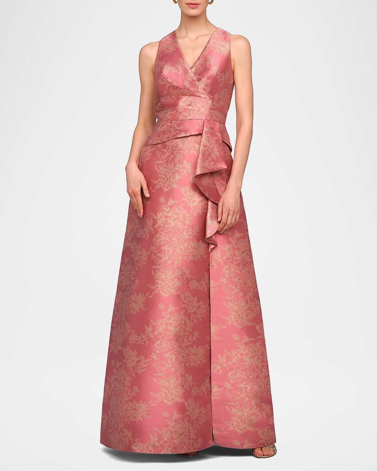 Kay Unger New York Rhianna Metallic Jacquard A-Line Gown | Thumbnail 2