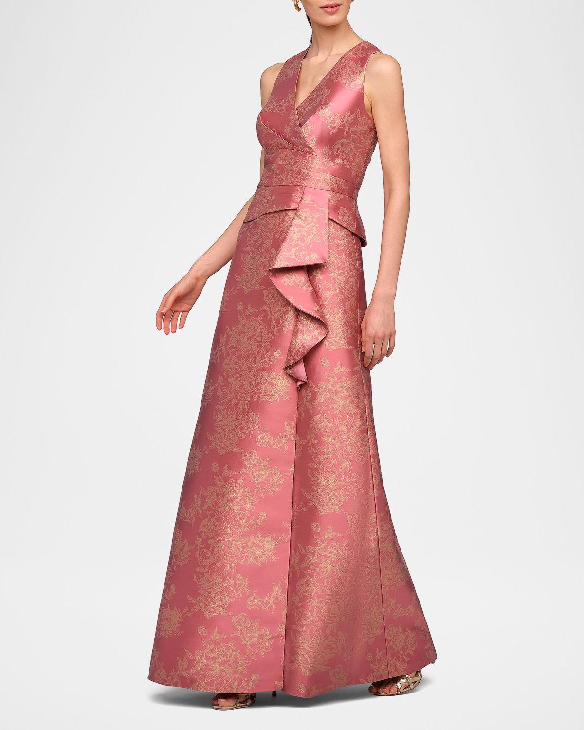Kay Unger New York Rhianna Metallic Jacquard A-Line Gown | Thumbnail 4