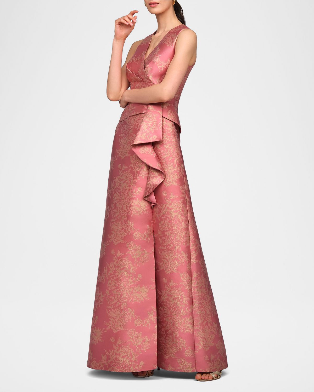 Kay Unger New York Rhianna Metallic Jacquard A-Line Gown | Thumbnail 5