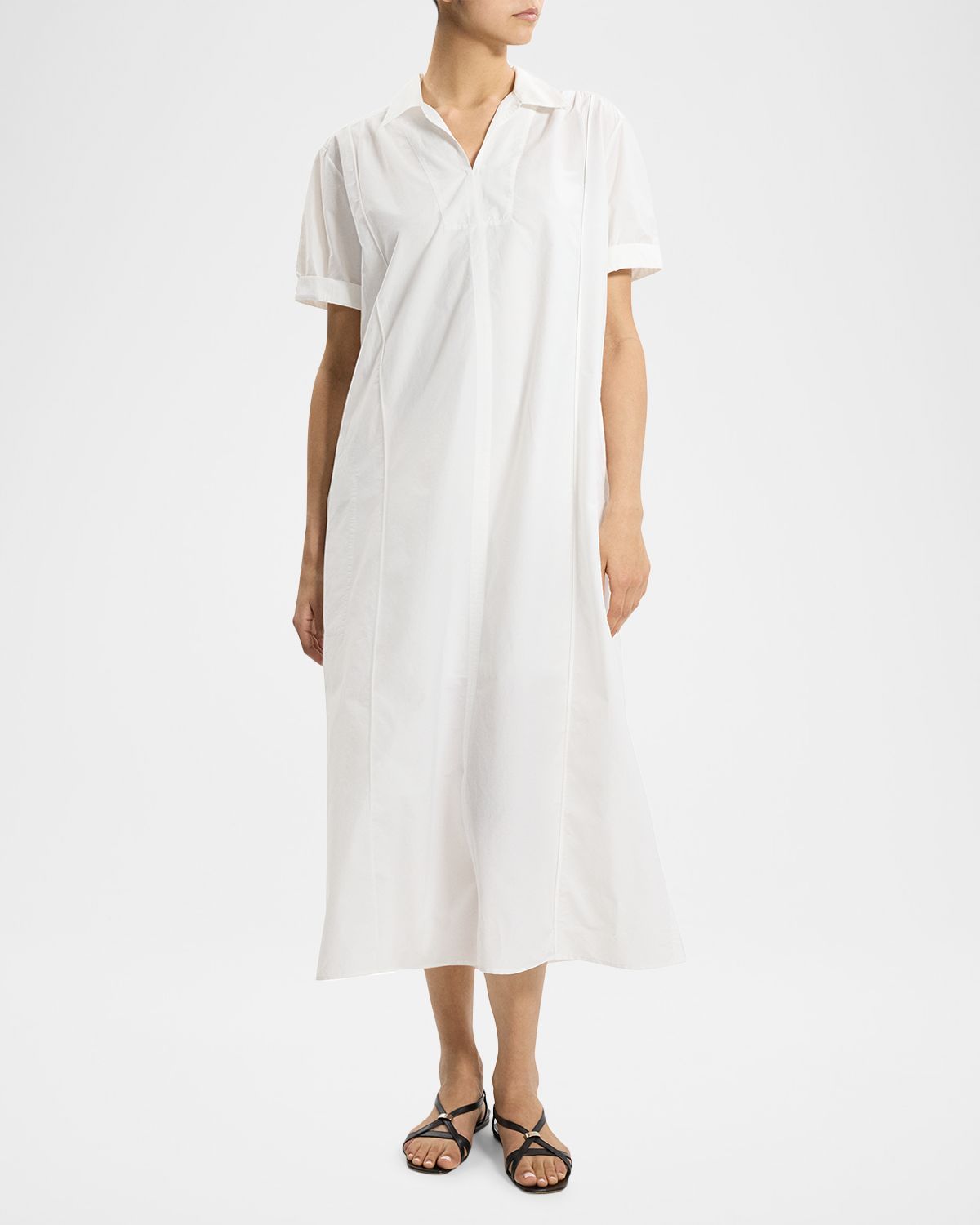 Theory Short-Sleeve Poplin Popover Maxi Dress | Thumbnail 2