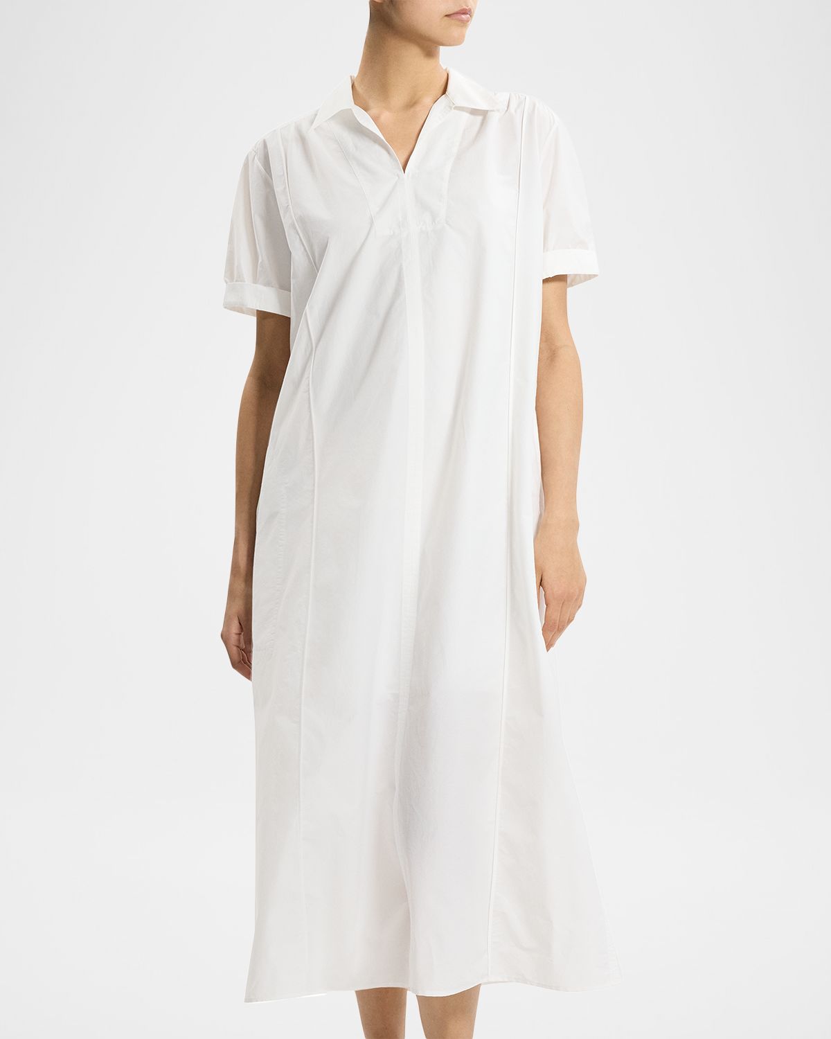 Theory Short-Sleeve Poplin Popover Maxi Dress | Thumbnail 4