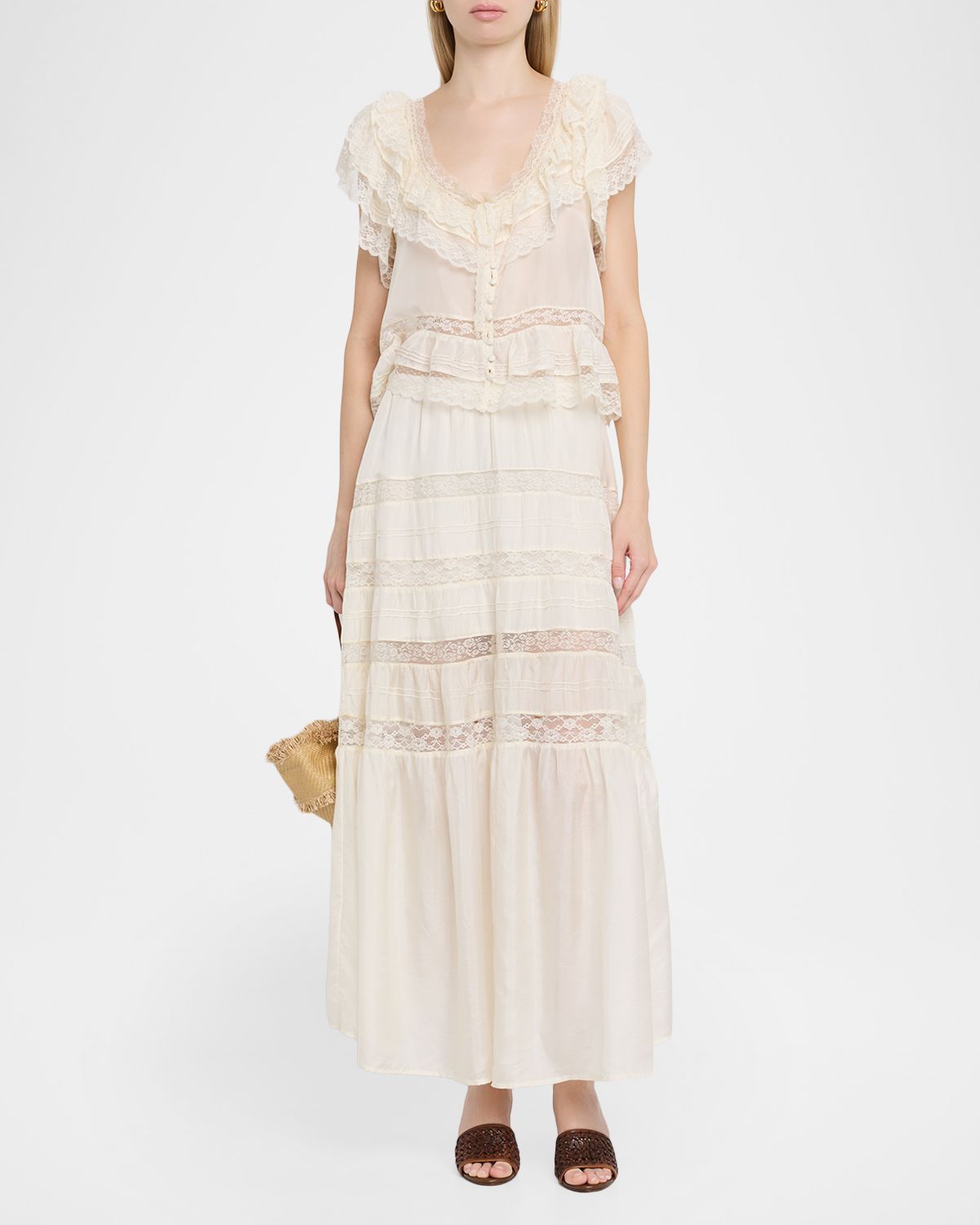 LoveShackFancy Nivine Silk Lace Maxi Skirt | Thumbnail 2