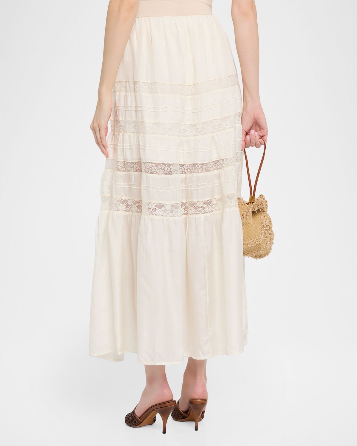 LoveShackFancy Nivine Silk Lace Maxi Skirt | Thumbnail 3