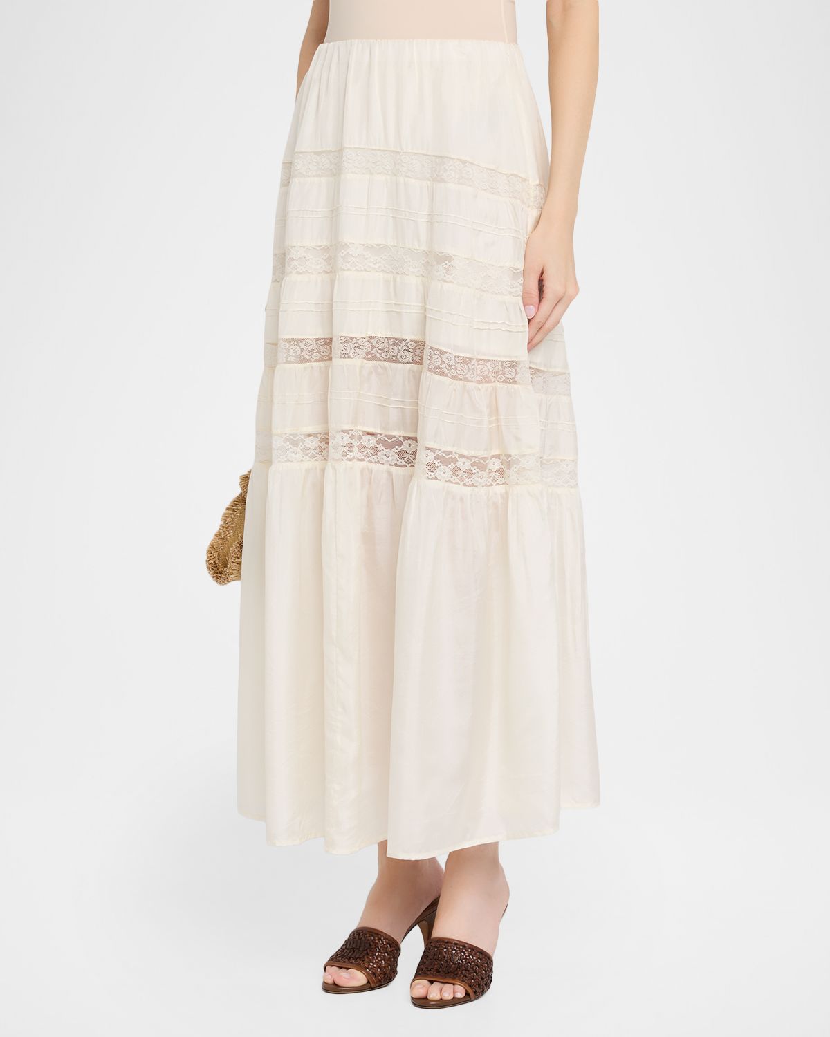 LoveShackFancy Nivine Silk Lace Maxi Skirt | Thumbnail 4
