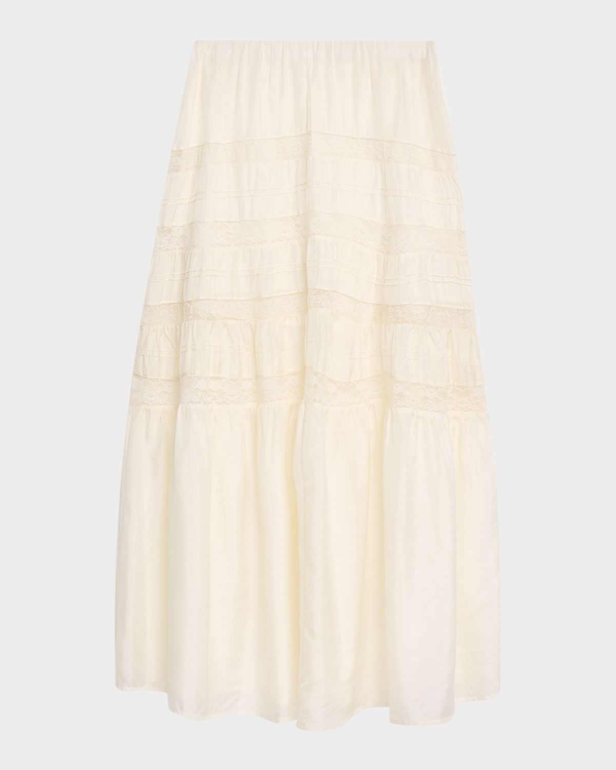 LoveShackFancy Nivine Silk Lace Maxi Skirt