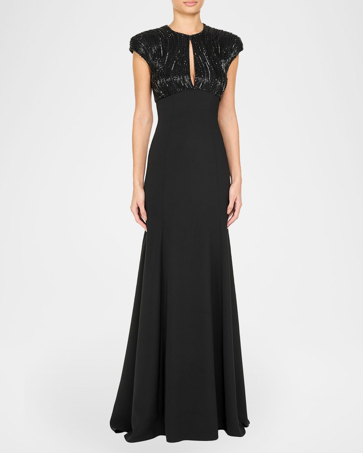 Jenny Packham Moonveil Tonal Sequin Cap-Sleeve Gown | Thumbnail 5