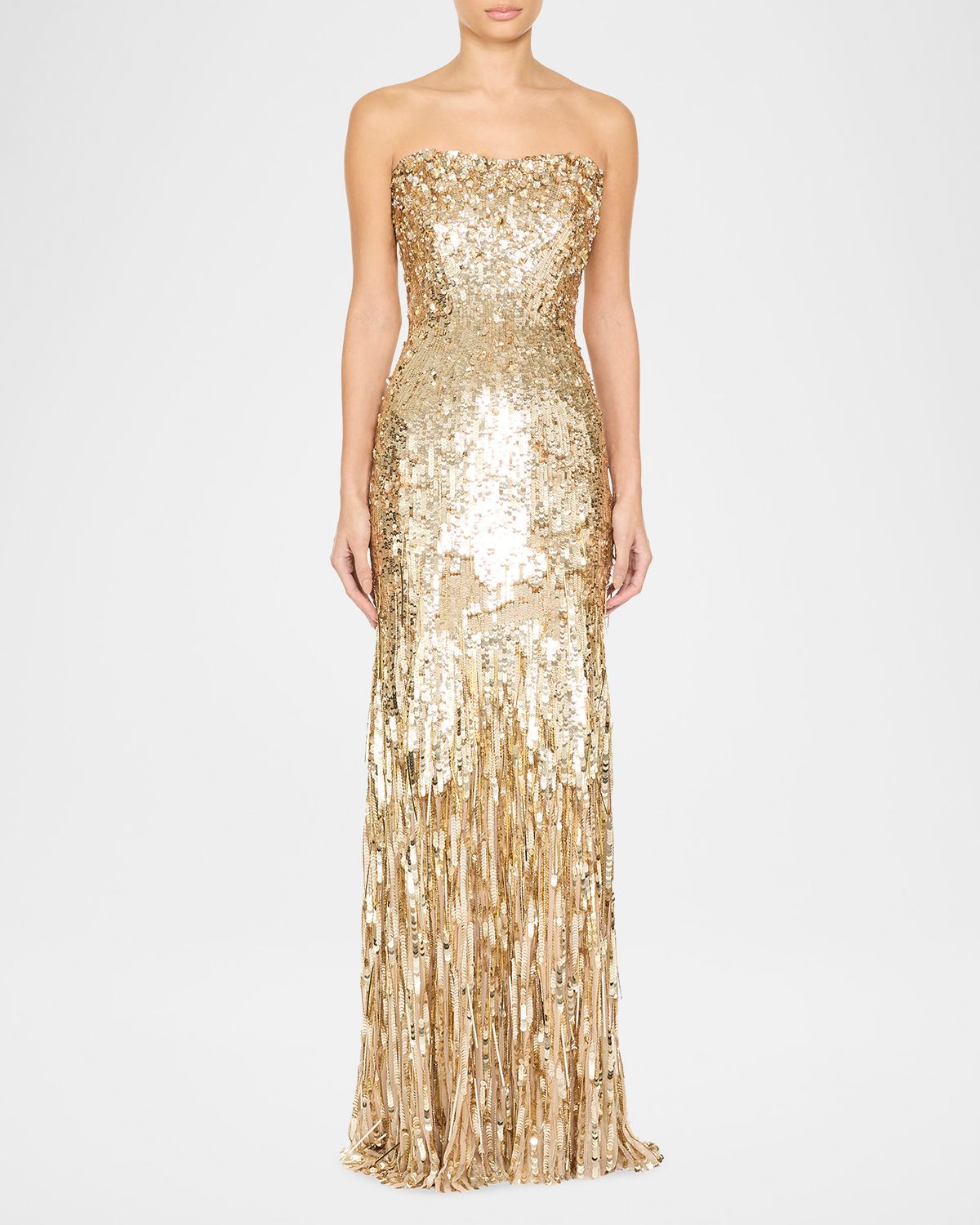 Jenny Packham Kimi Strapless Textured Sequin Gown | Thumbnail 5