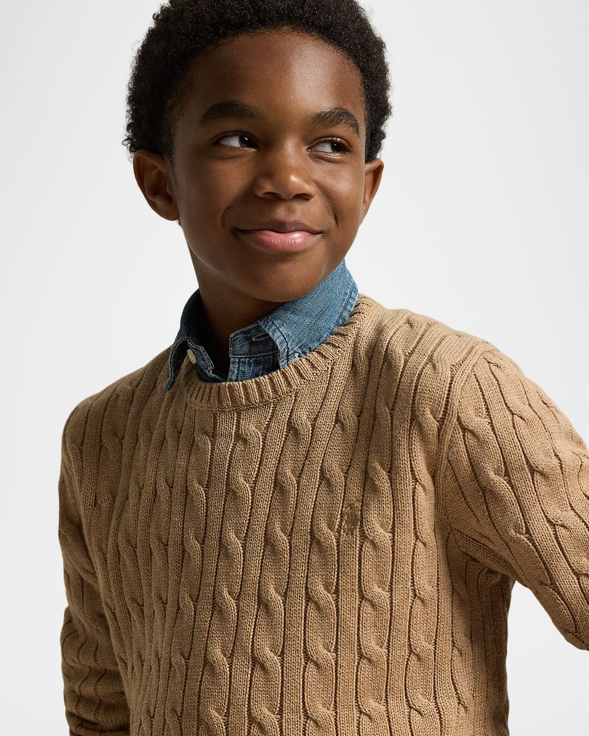 Polo Ralph Lauren Boy 's Mini-Cable Cotton Crewneck Sweater, Size S-X | Thumbnail 5 Polo Ralph Lauren Boy 's Mini-Cable Cotton Crewneck Sweater, Size S-X | Thumbnail 5