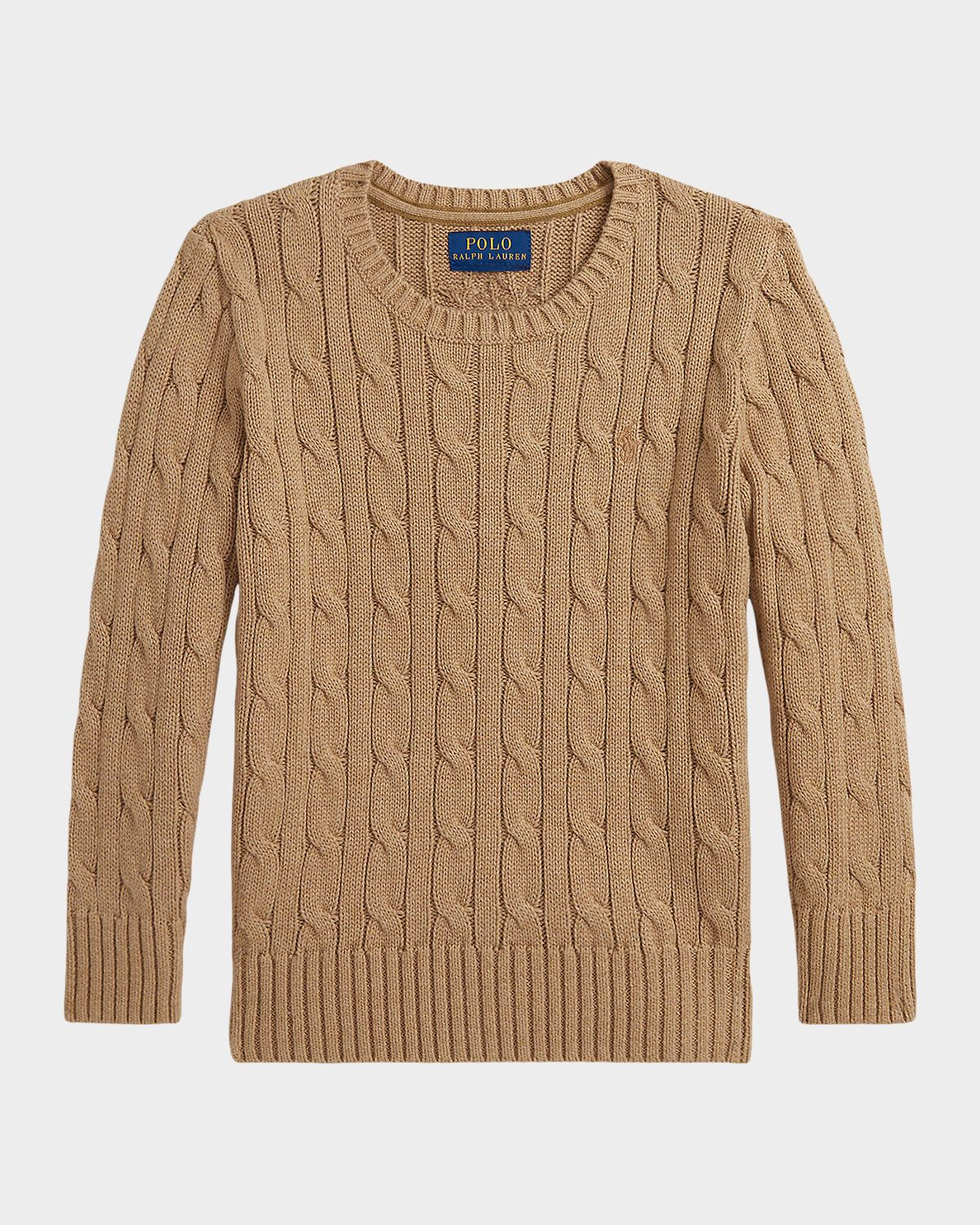Ralph Lauren Boy 's Combed Cotton Cable-Knit Crewneck Sweater Size 2-7