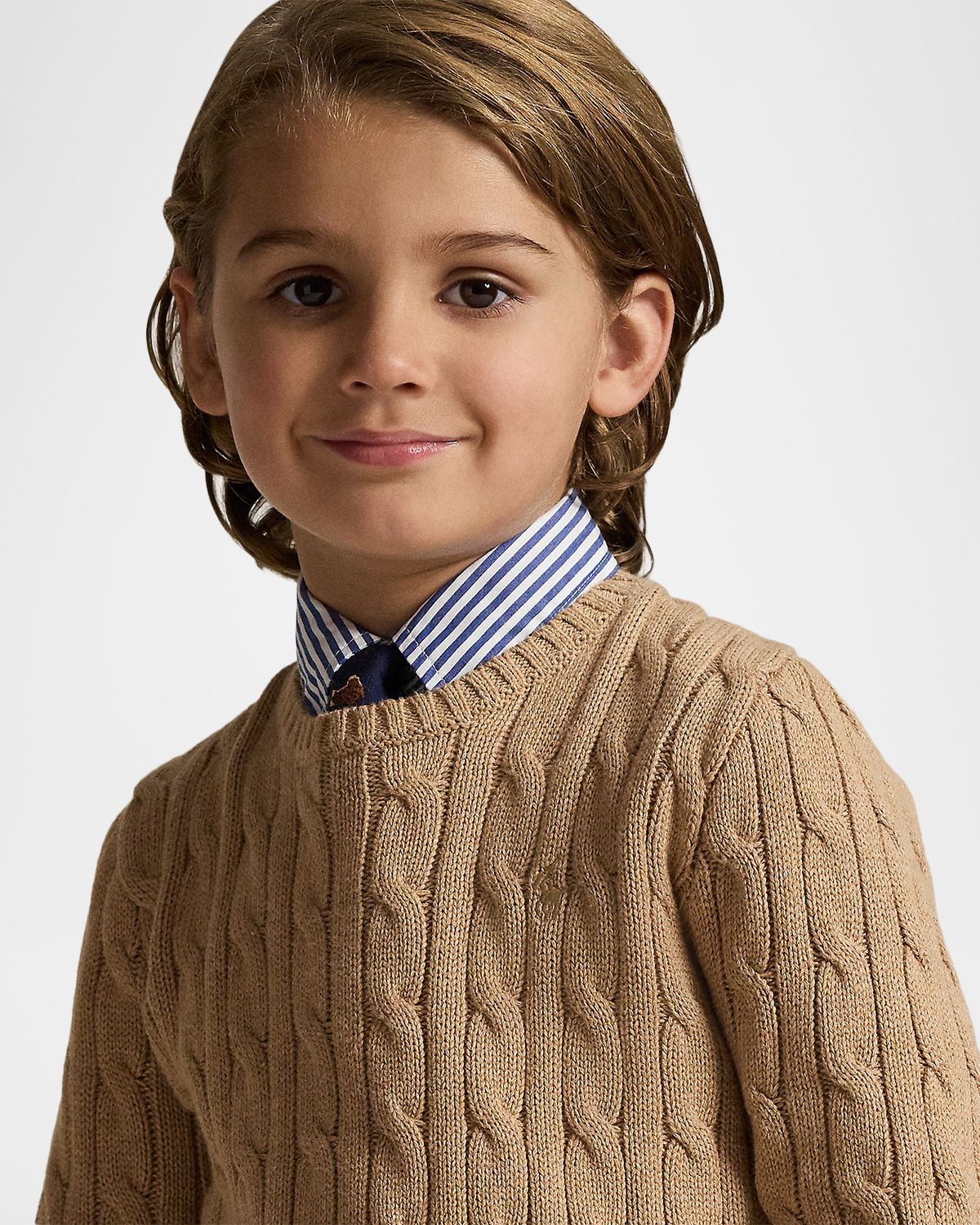 Ralph Lauren Boy 's Combed Cotton Cable-Knit Crewneck Sweater Size 2-7 | Thumbnail 5 Ralph Lauren Boy 's Combed Cotton Cable-Knit Crewneck Sweater Size 2-7 | Thumbnail 5