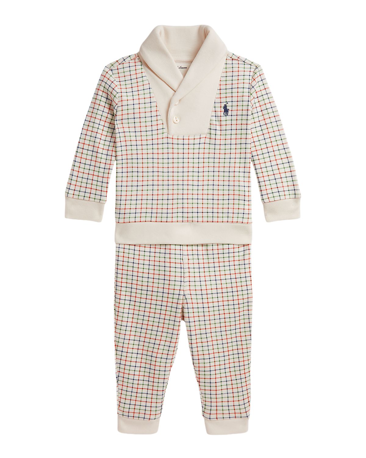 Ralph Lauren Boy 's Tattersall Cotton Sweater & Pants Set, Size 3M-24M | Thumbnail 3