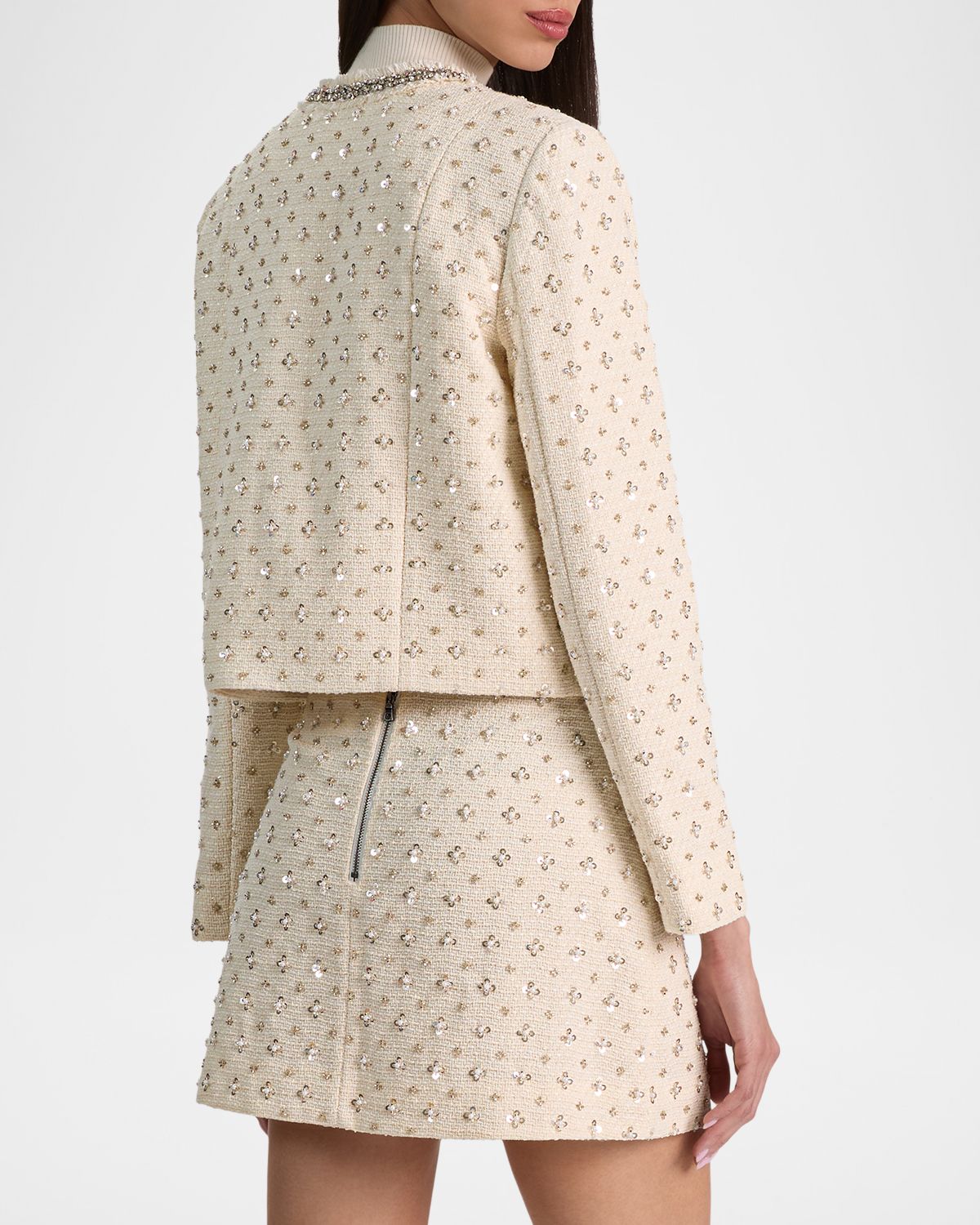 ALICE + OLIVIA Thomasina Embellished Tweed Jacket | Thumbnail 3 ALICE + OLIVIA Thomasina Embellished Tweed Jacket | Thumbnail 3